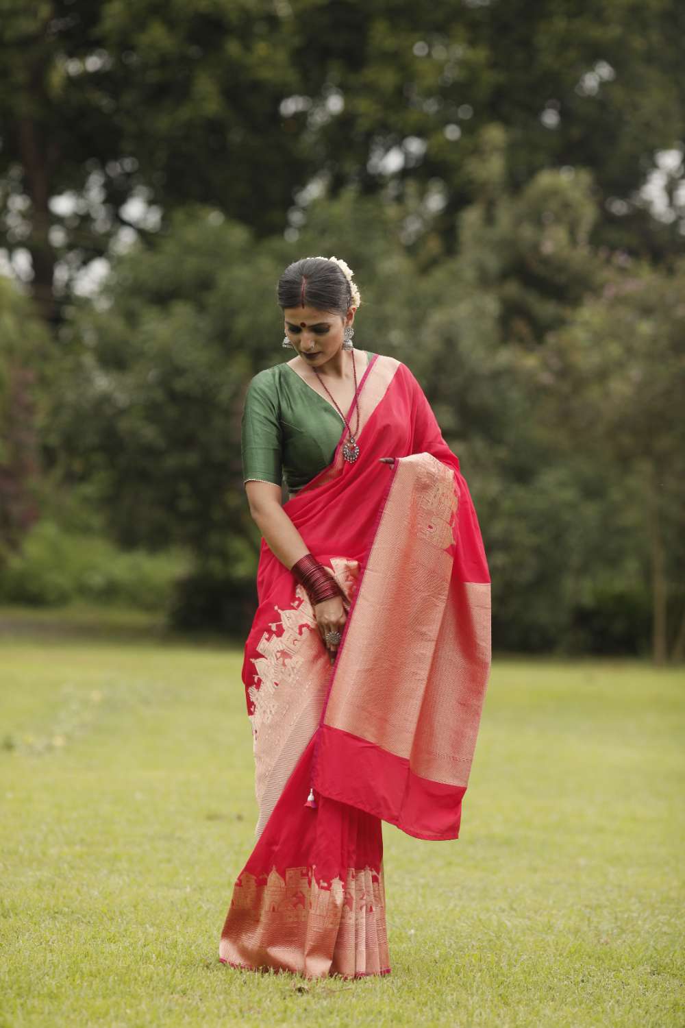 Red Pure Banarsi Silk Saree