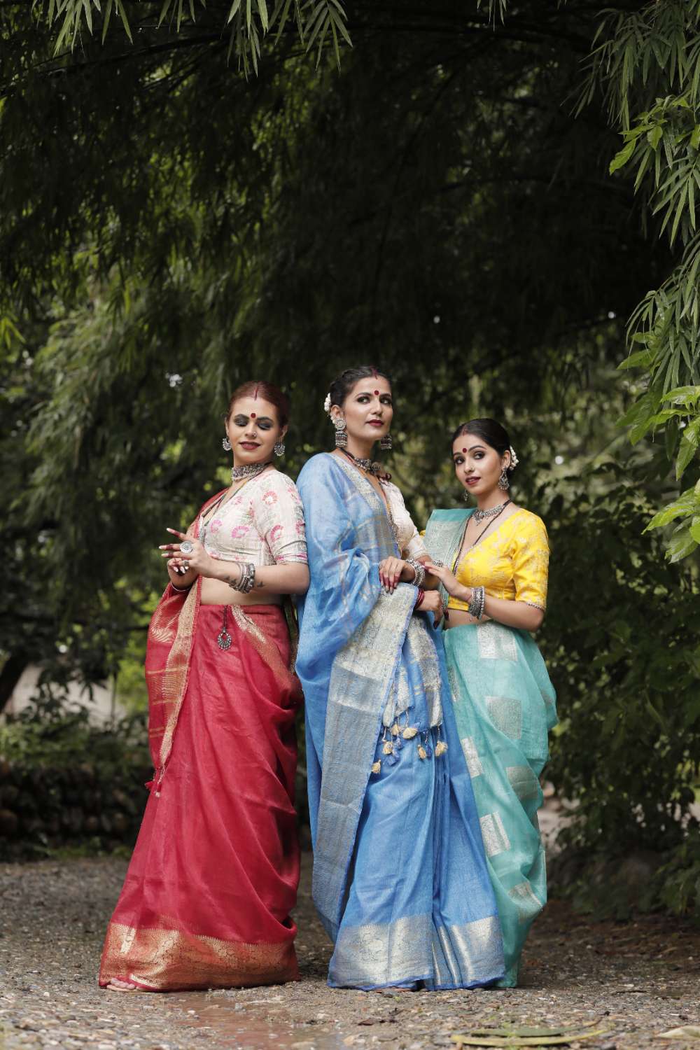 Linen Hand-Block Printed Saree(Ajrakh)