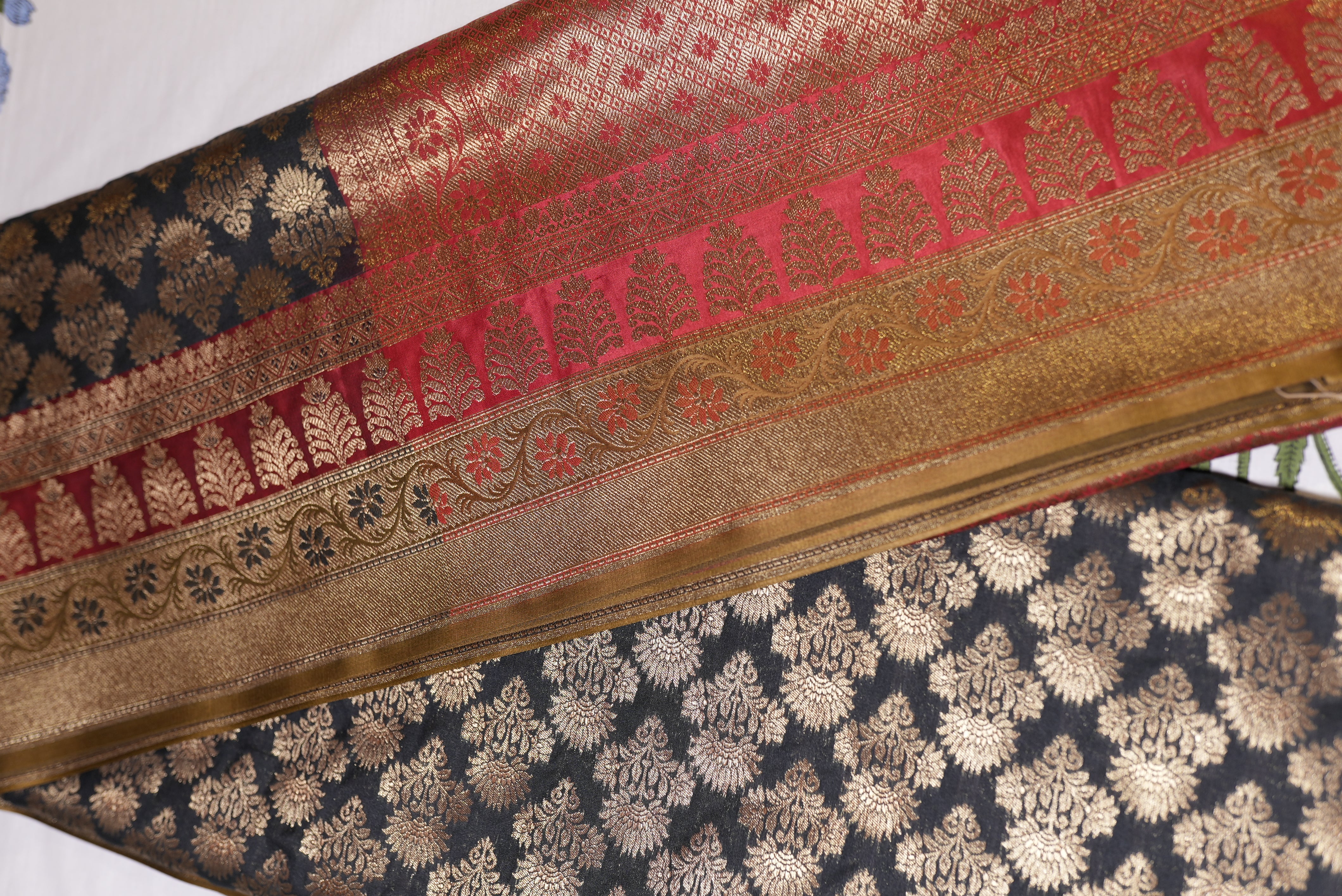 Black with red boader banarasi