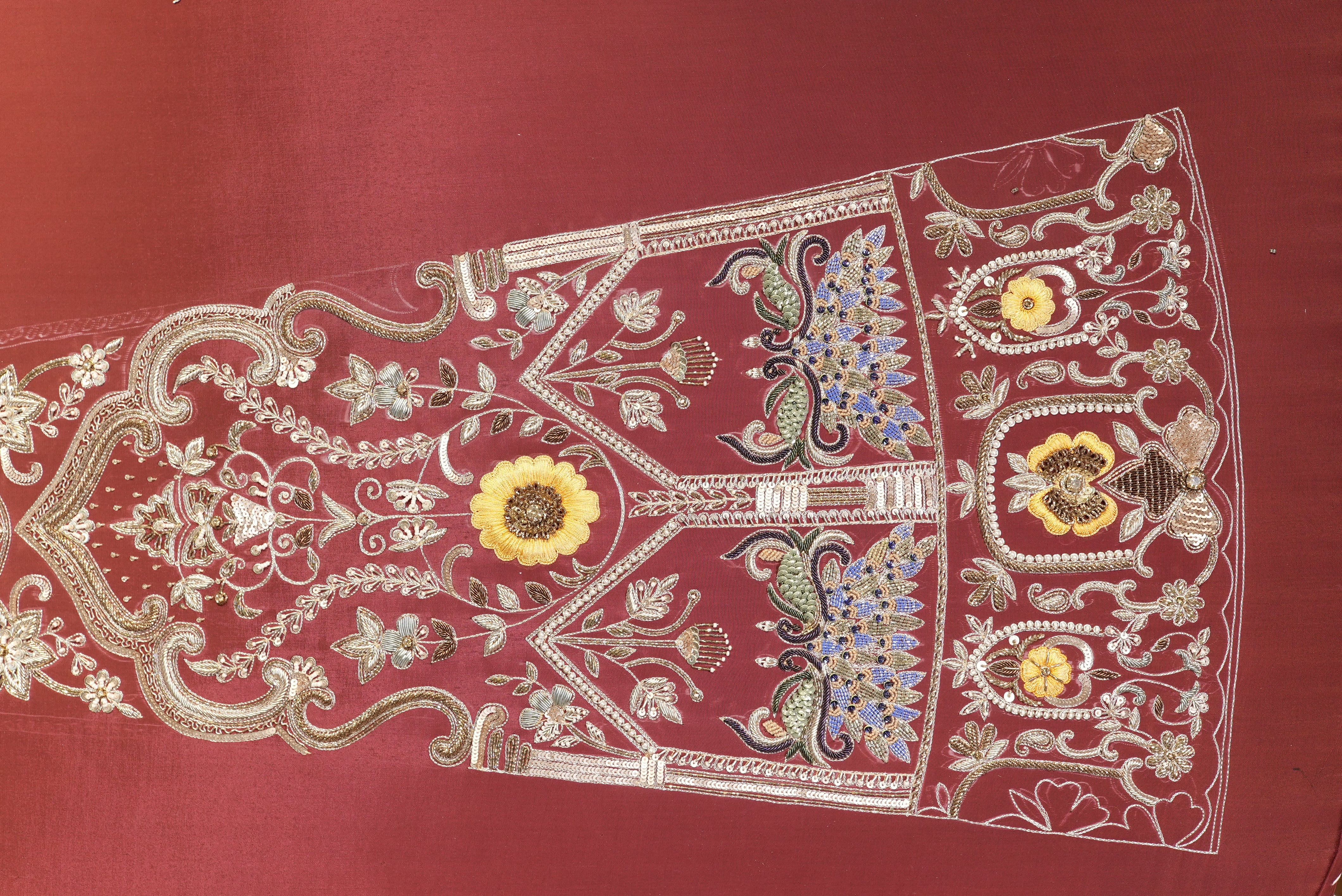 Red banarasi saree with golden motifs and beautiful boarder full jaal