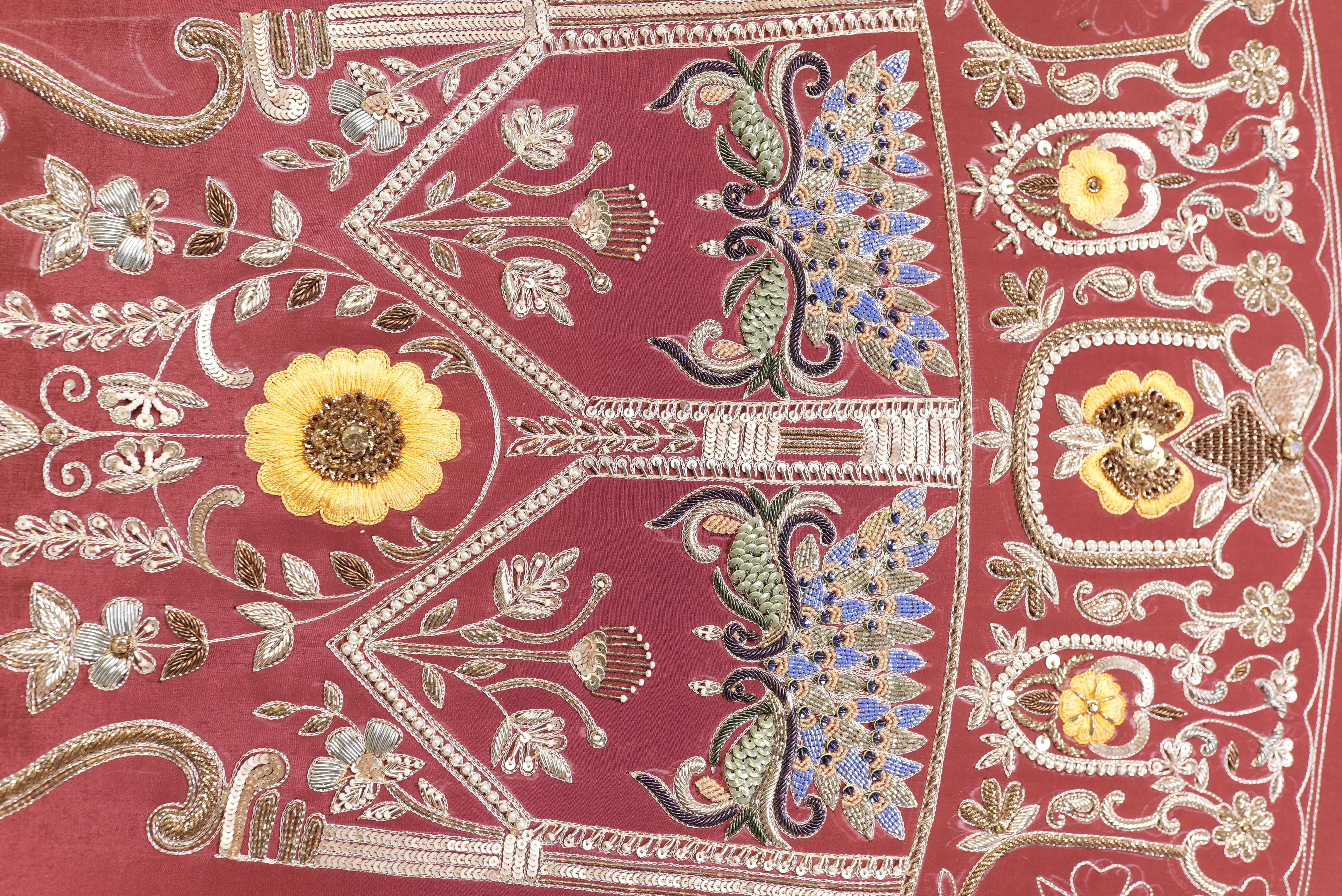 Red banarasi saree with golden motifs and beautiful boarder full jaal