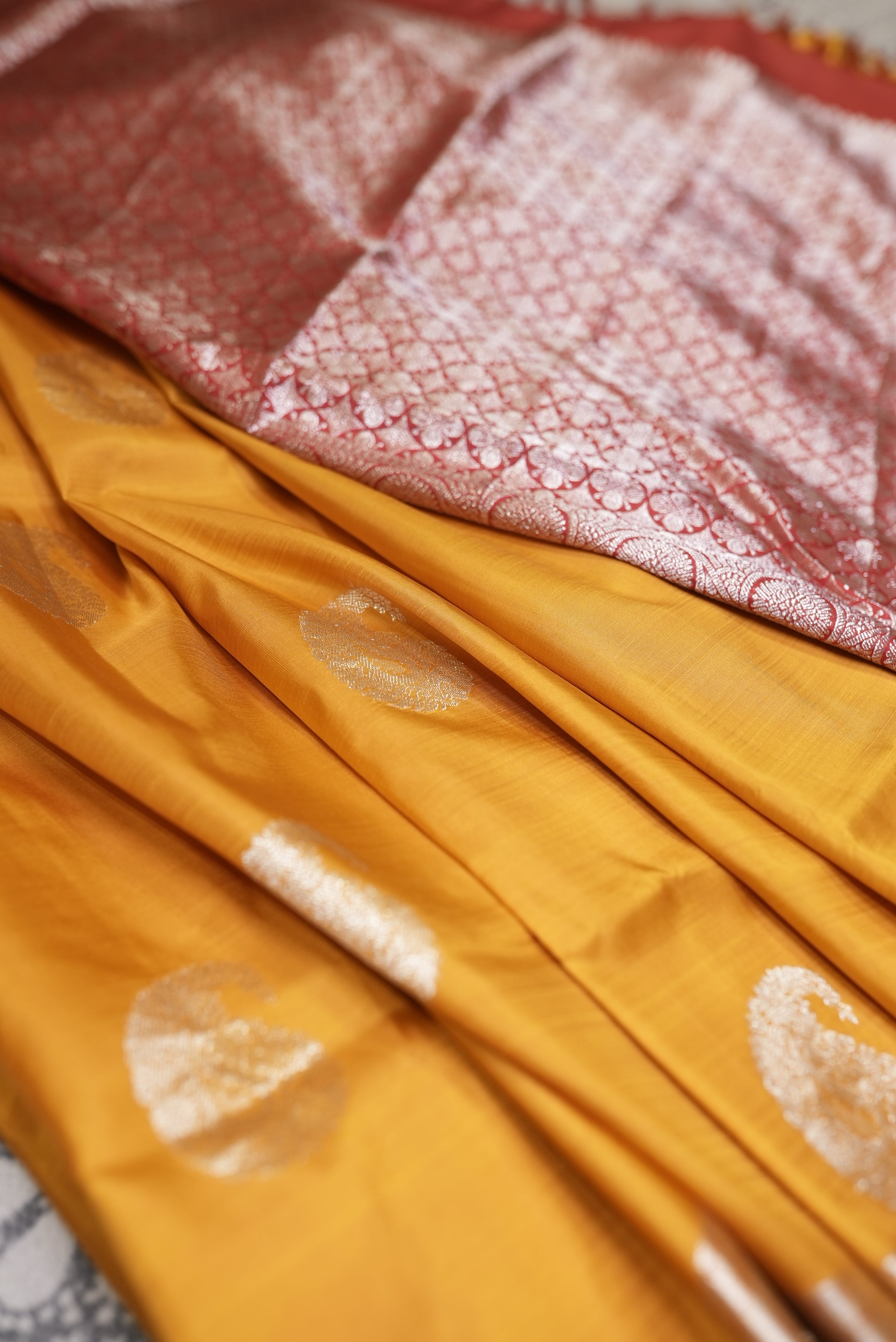 Yellow with red boarder kanjiwaram saree