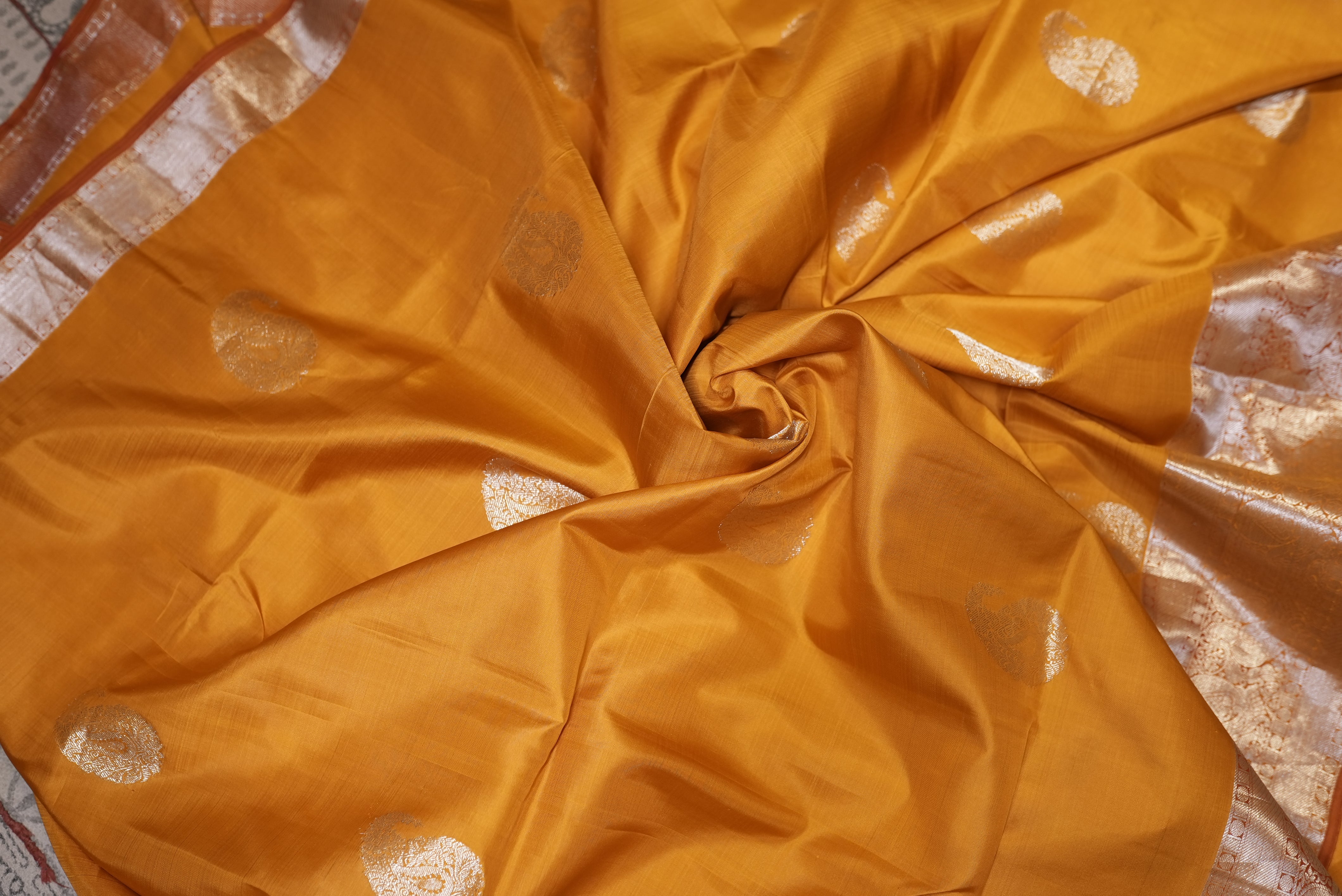 Yellow with red boarder kanjiwaram saree