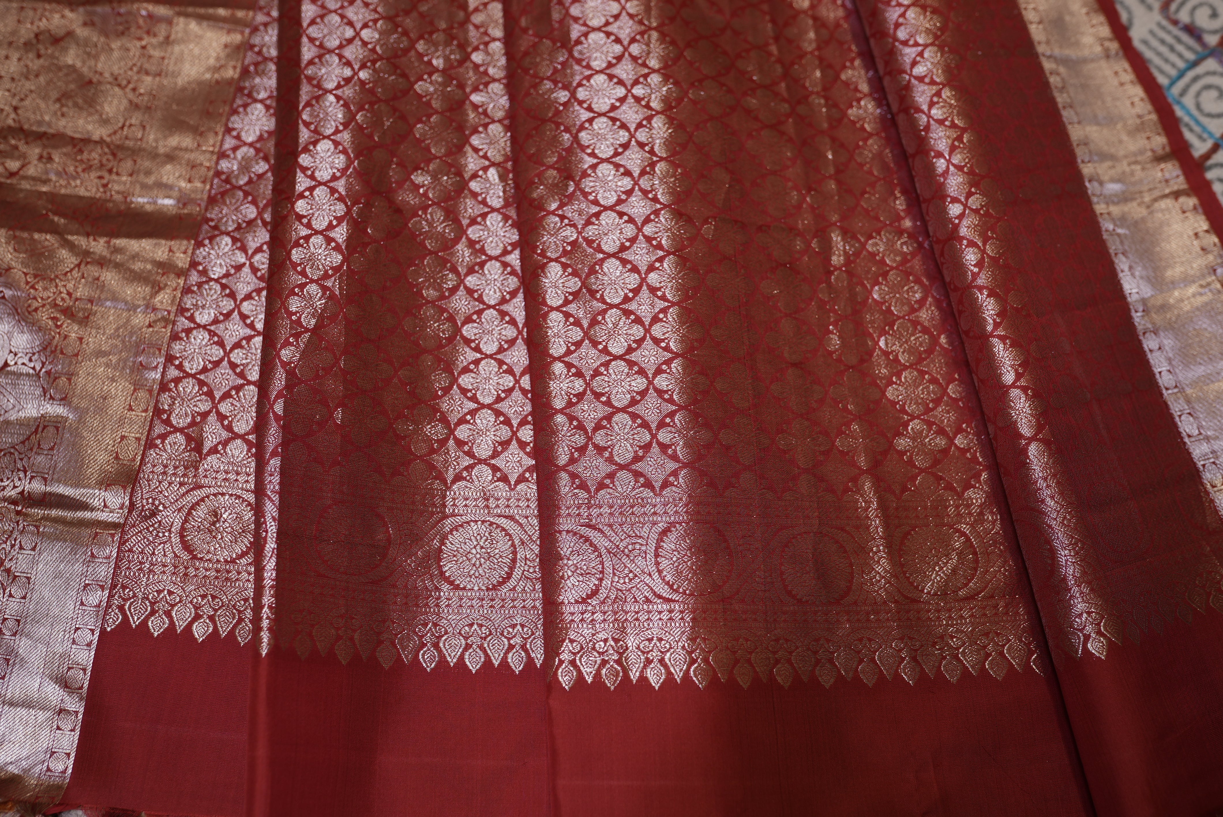 Yellow with red boarder kanjiwaram saree