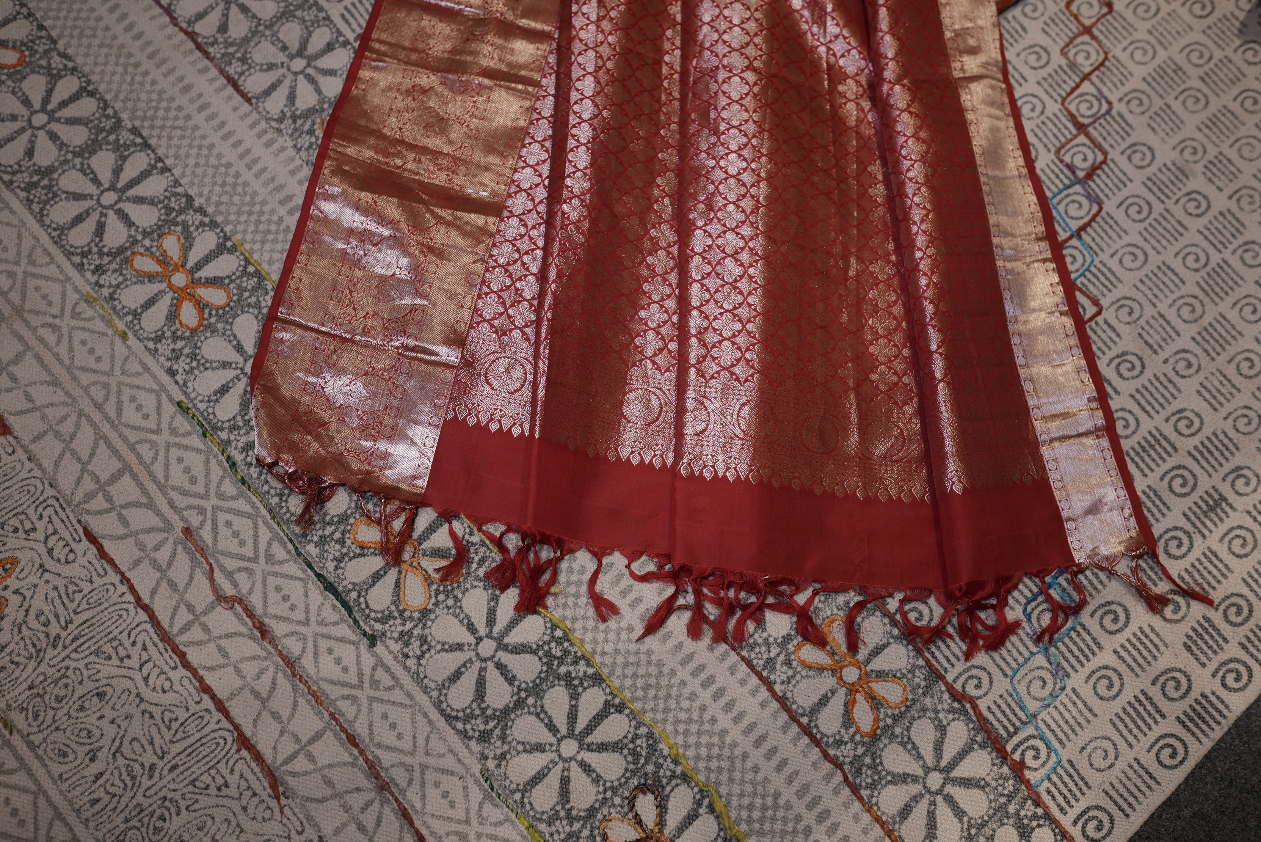 Yellow with red boarder kanjiwaram saree