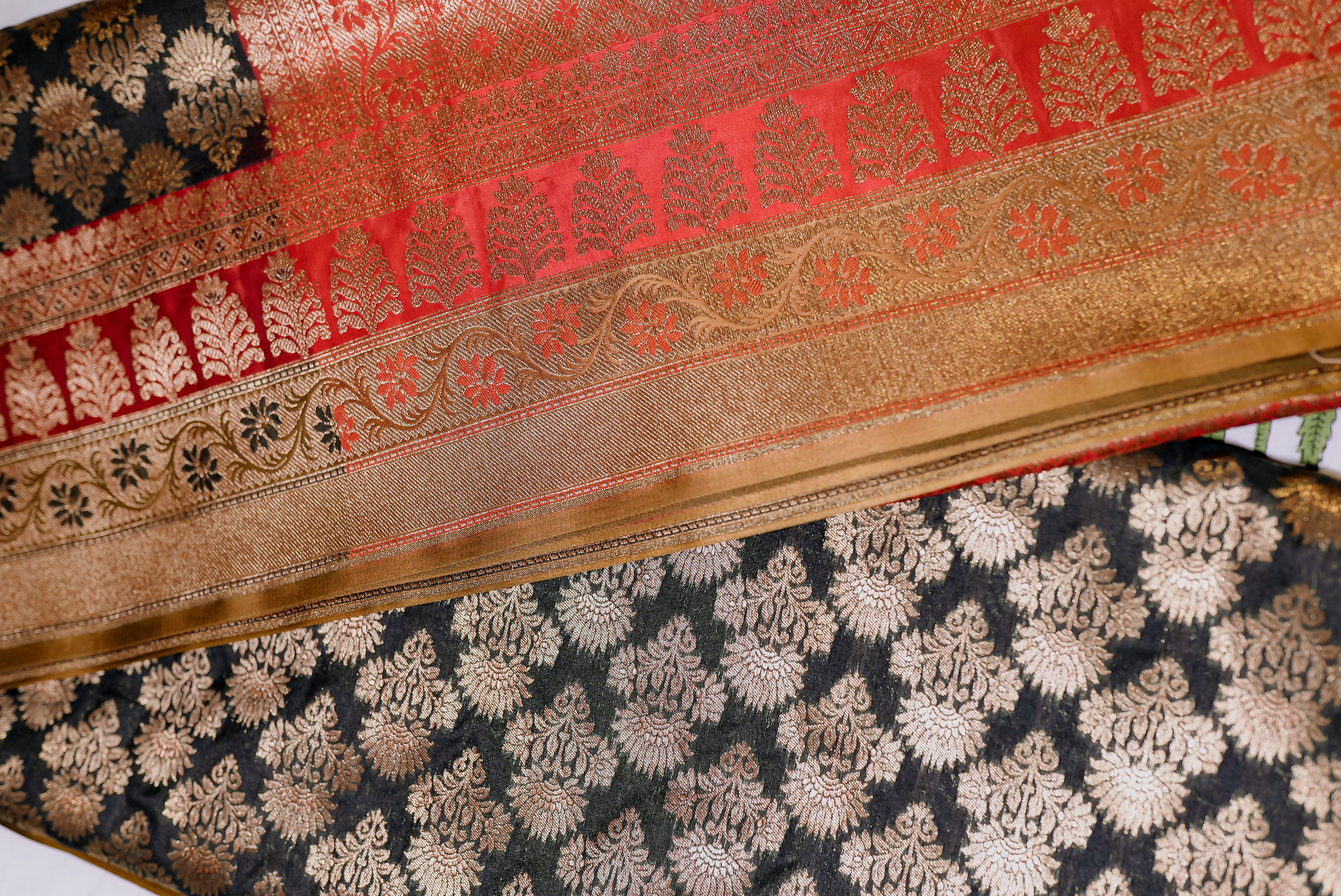 Black with red boader banarasi