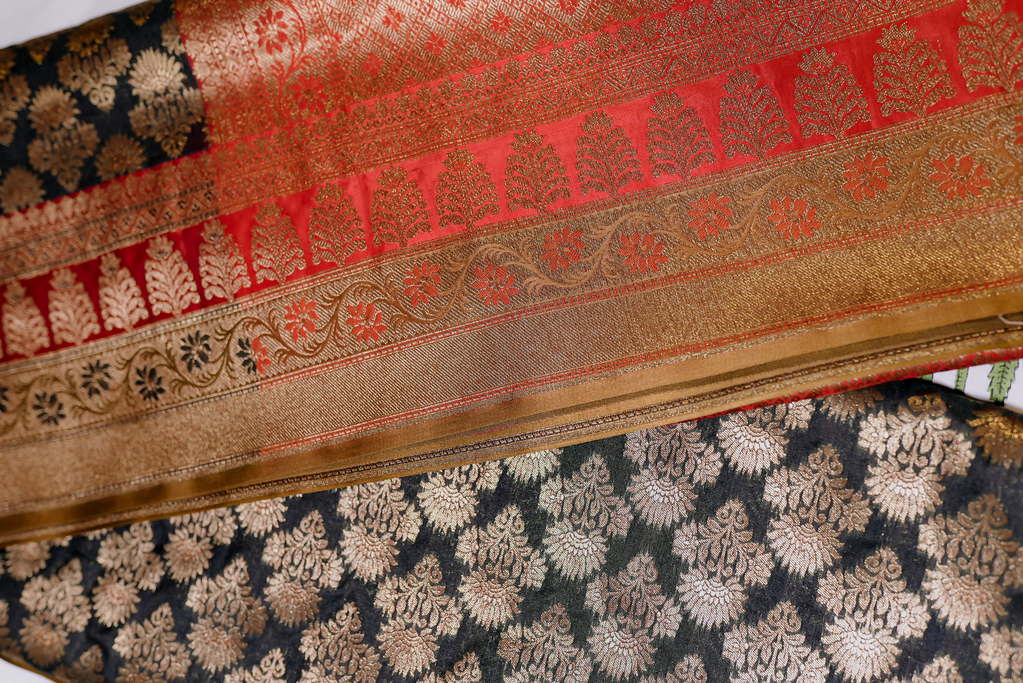 Black with red boader banarasi