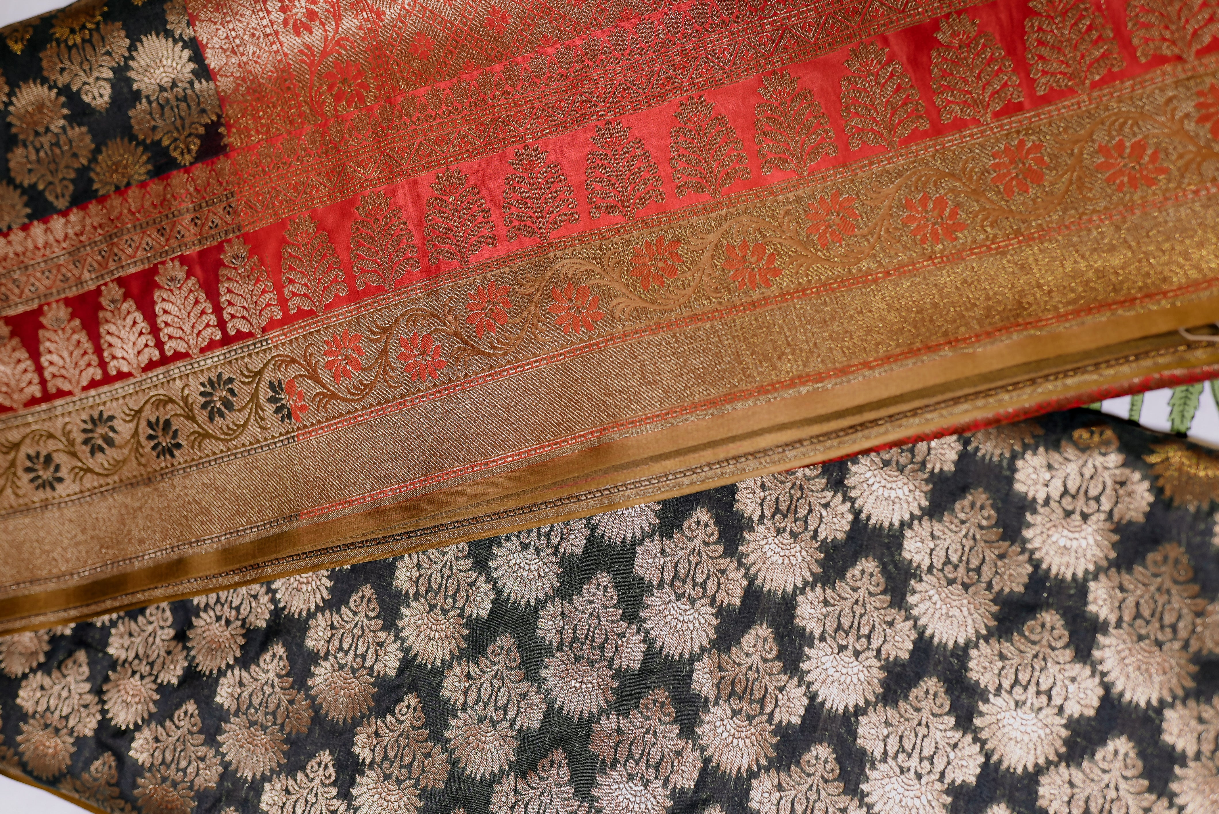 Black with red boader banarasi