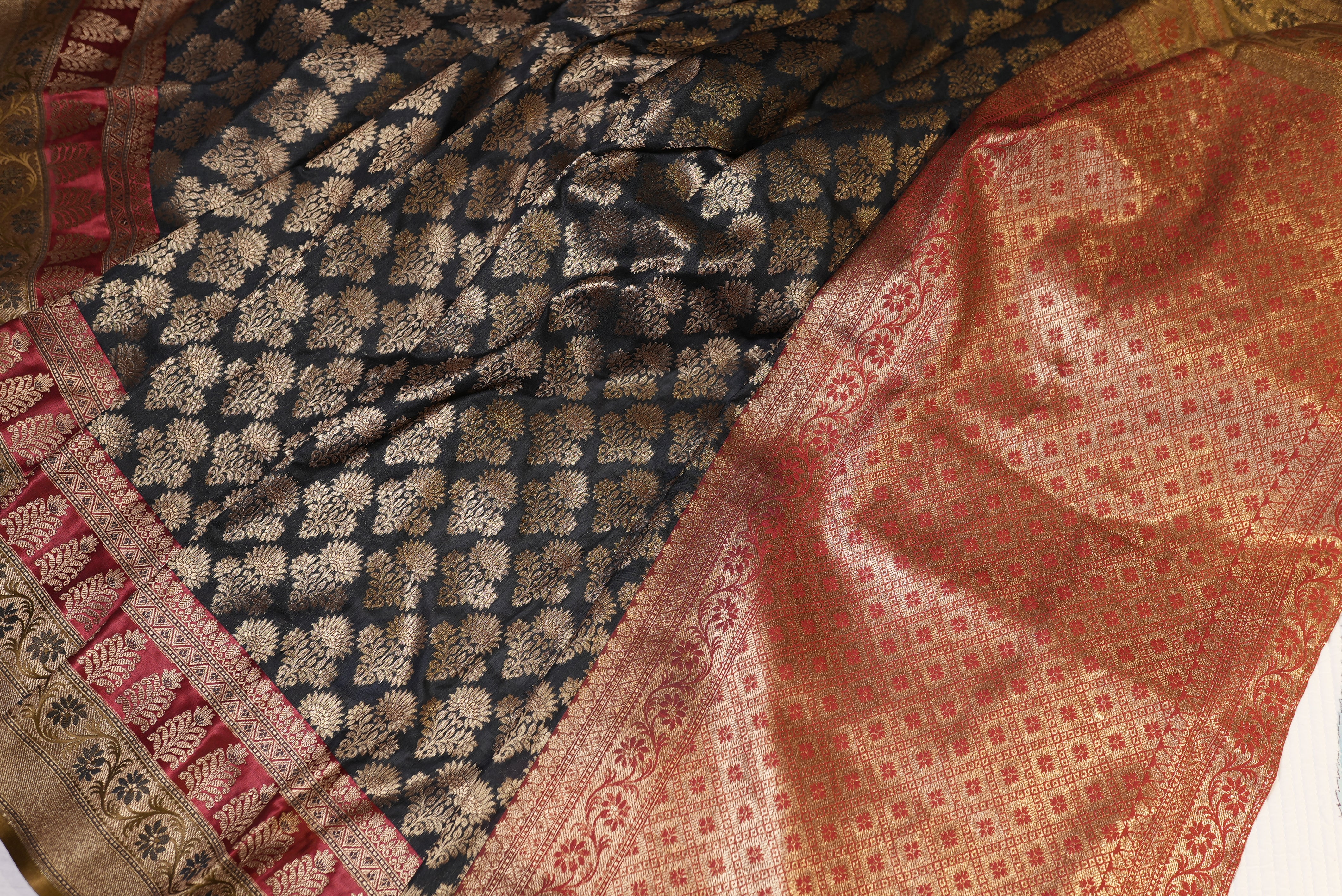 Black with red boader banarasi