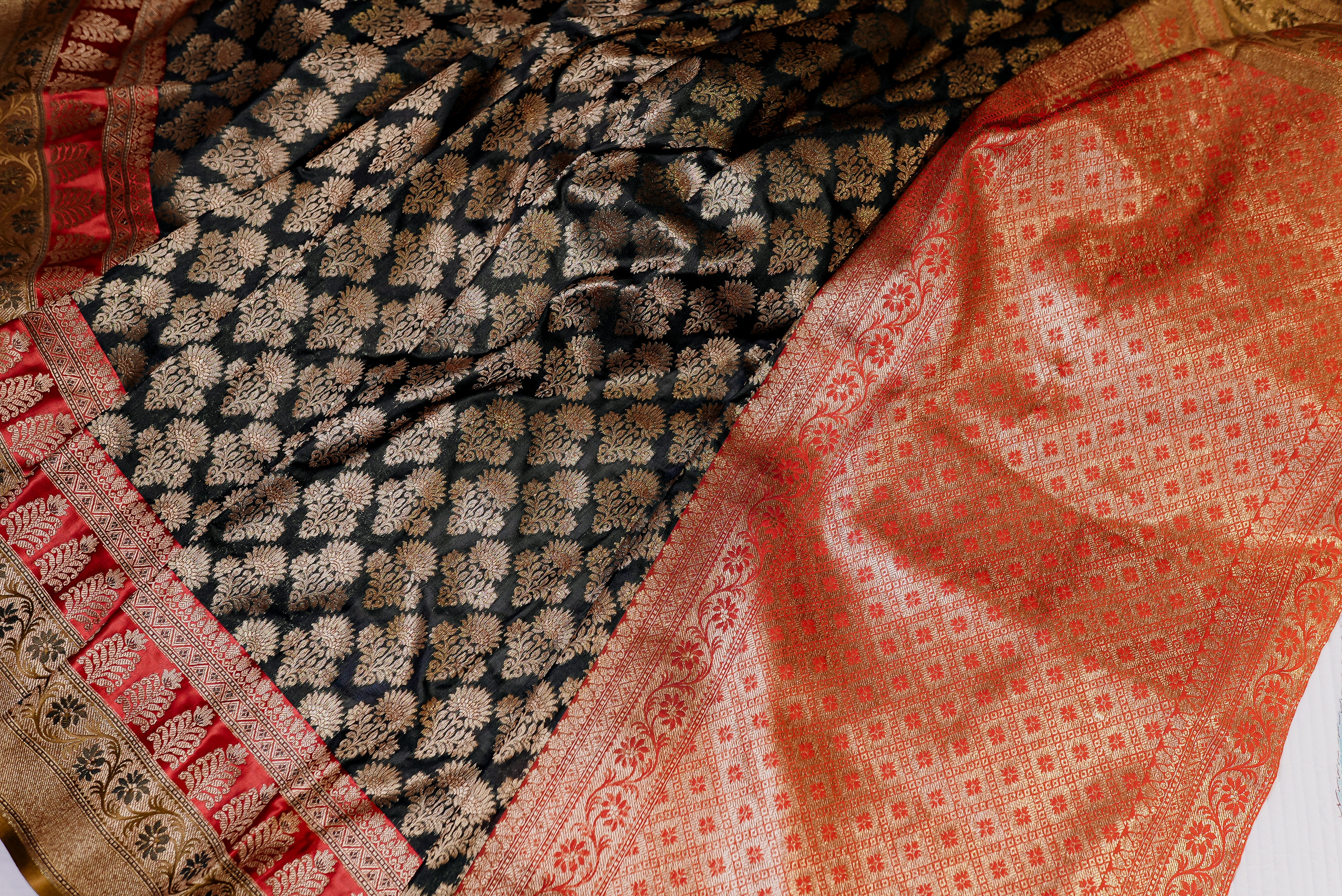 Black with red boader banarasi