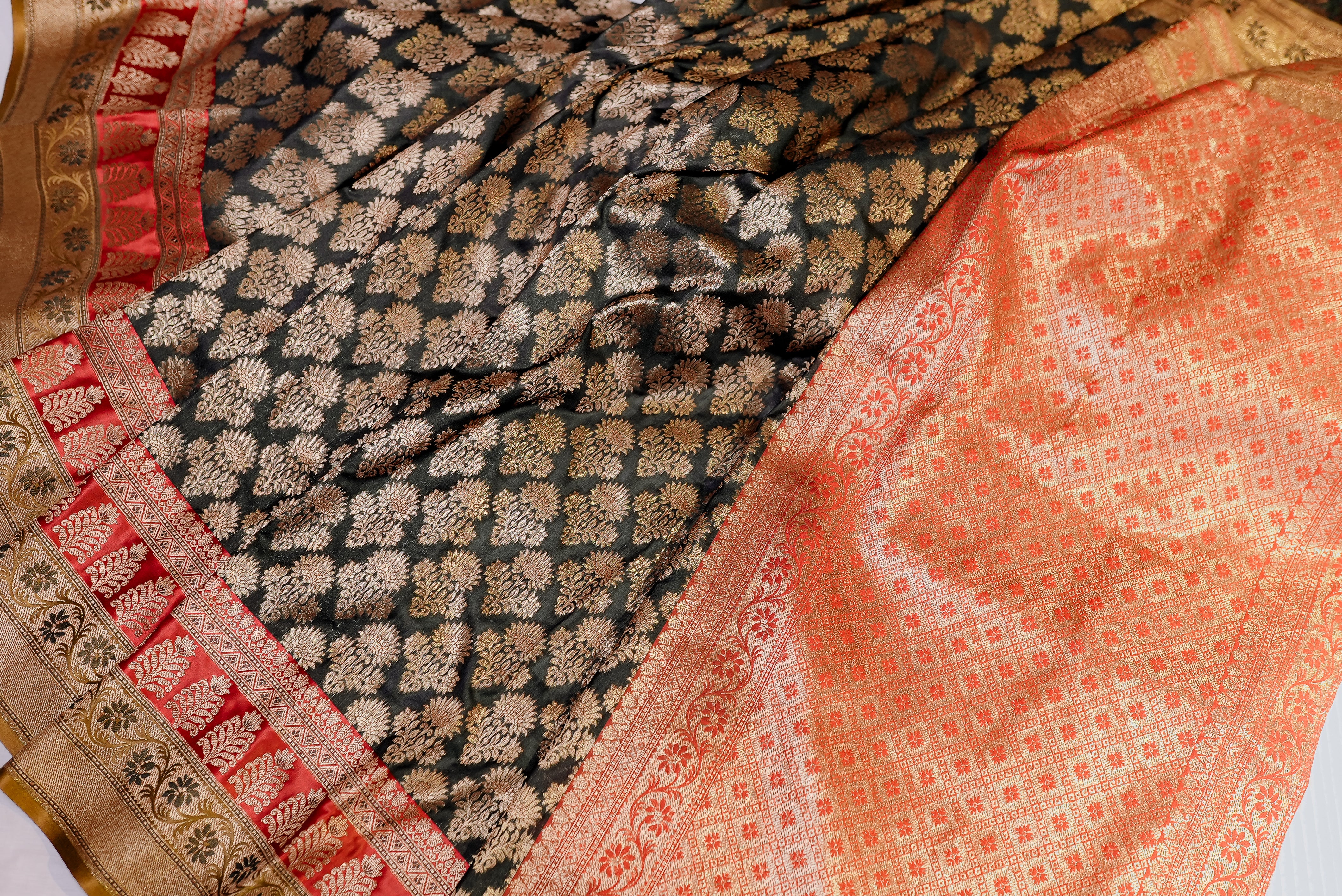 Black with red boader banarasi