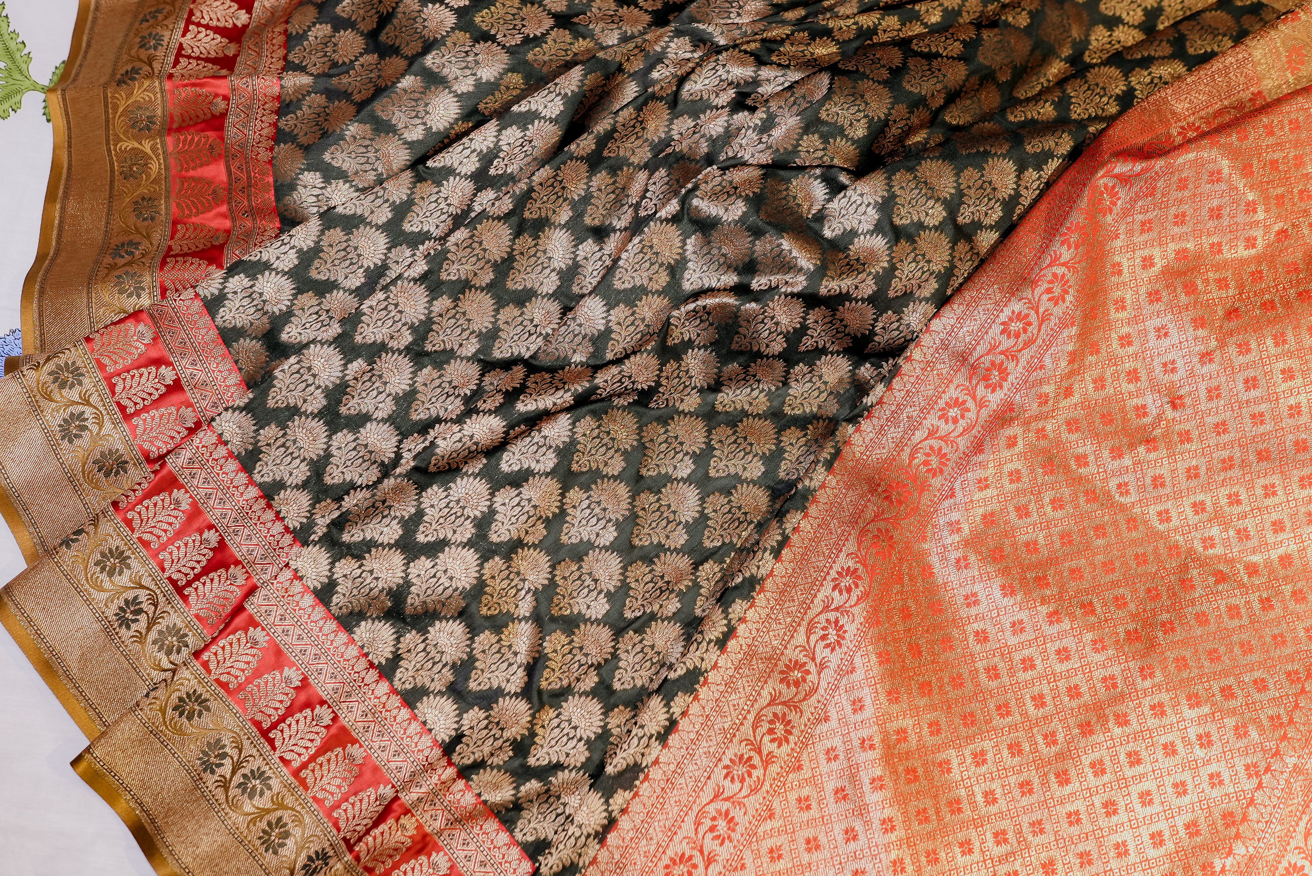 Black with red boader banarasi