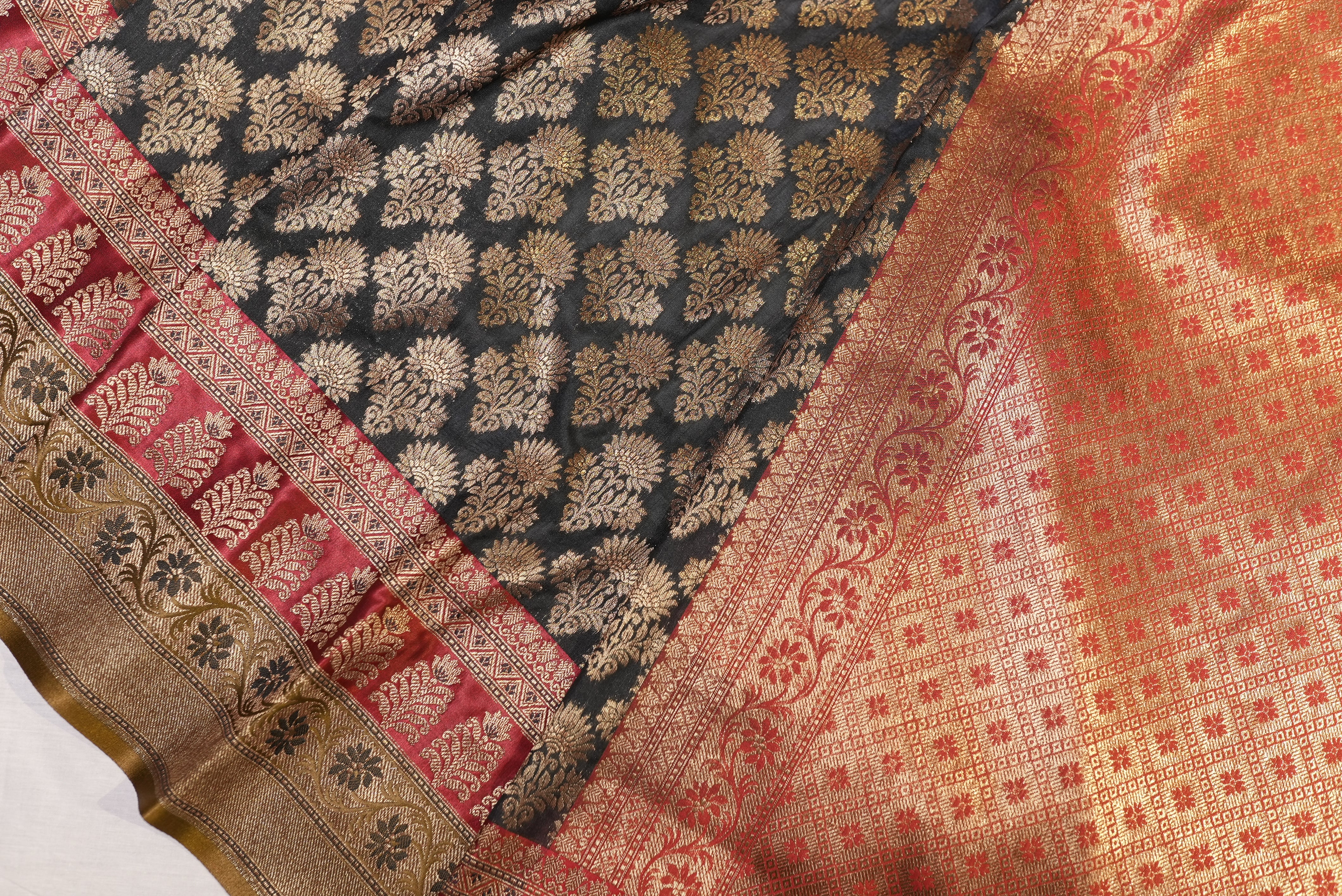 Black with red boader banarasi