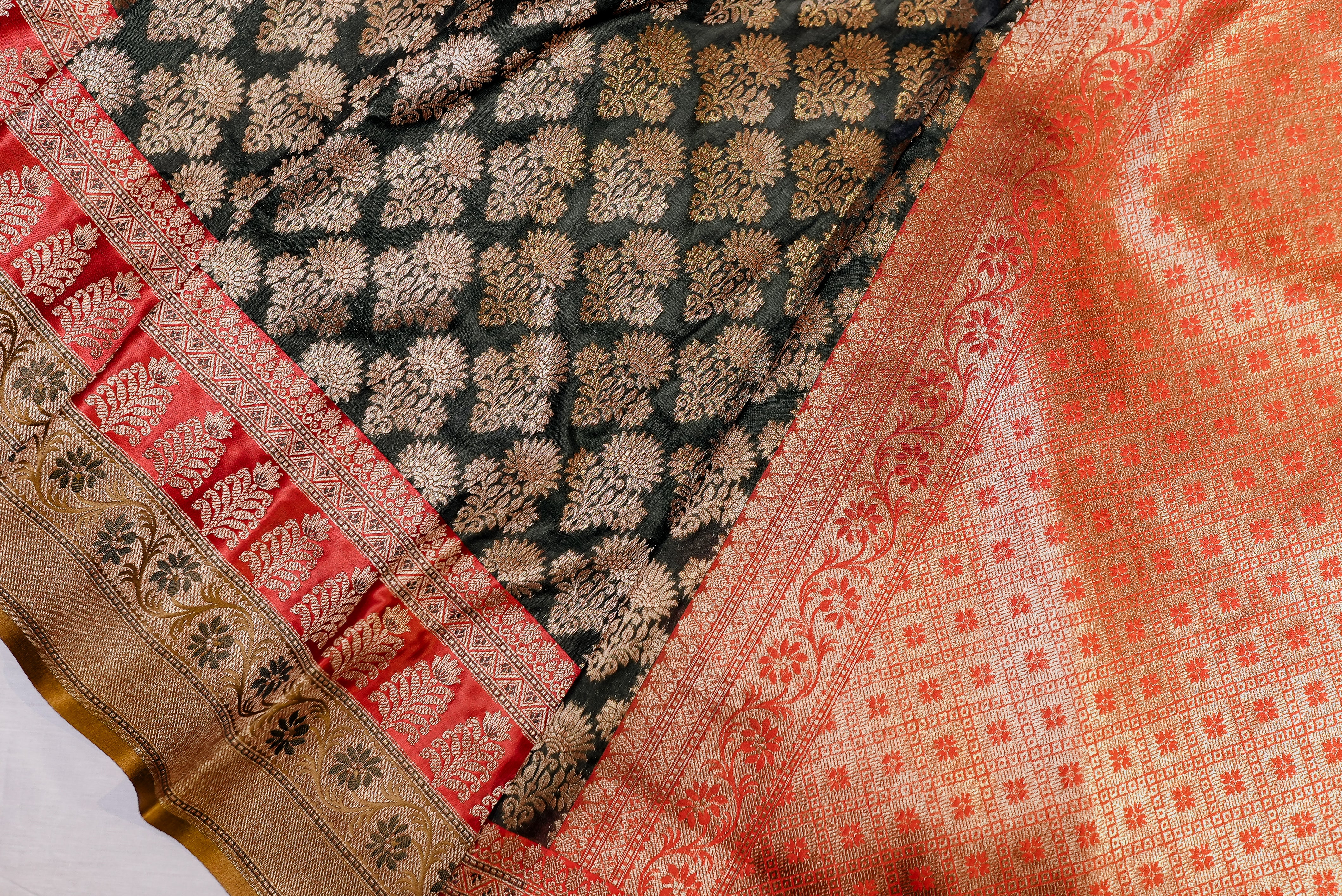 Black with red boader banarasi