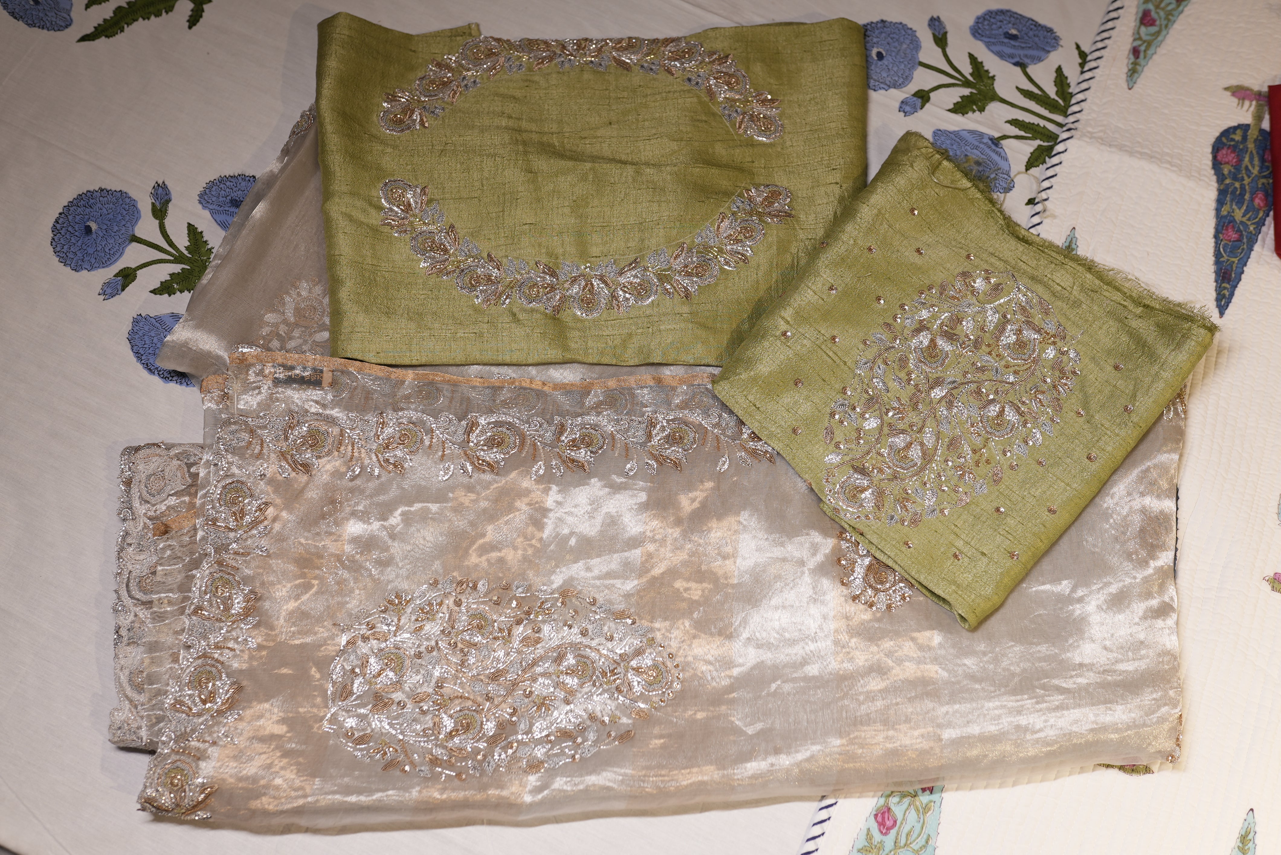 Pure Organza with hand embroidery