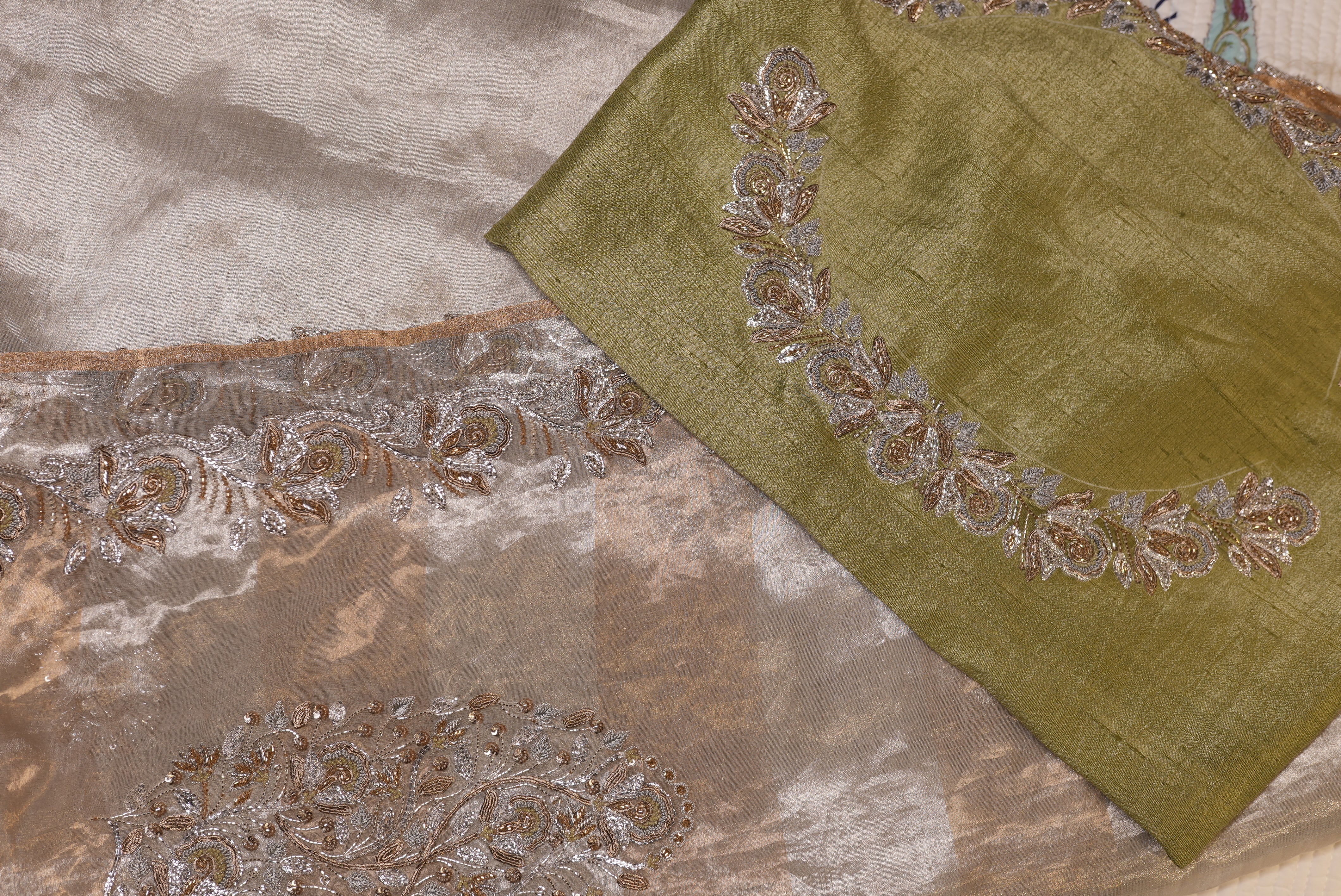 Pure Organza with hand embroidery