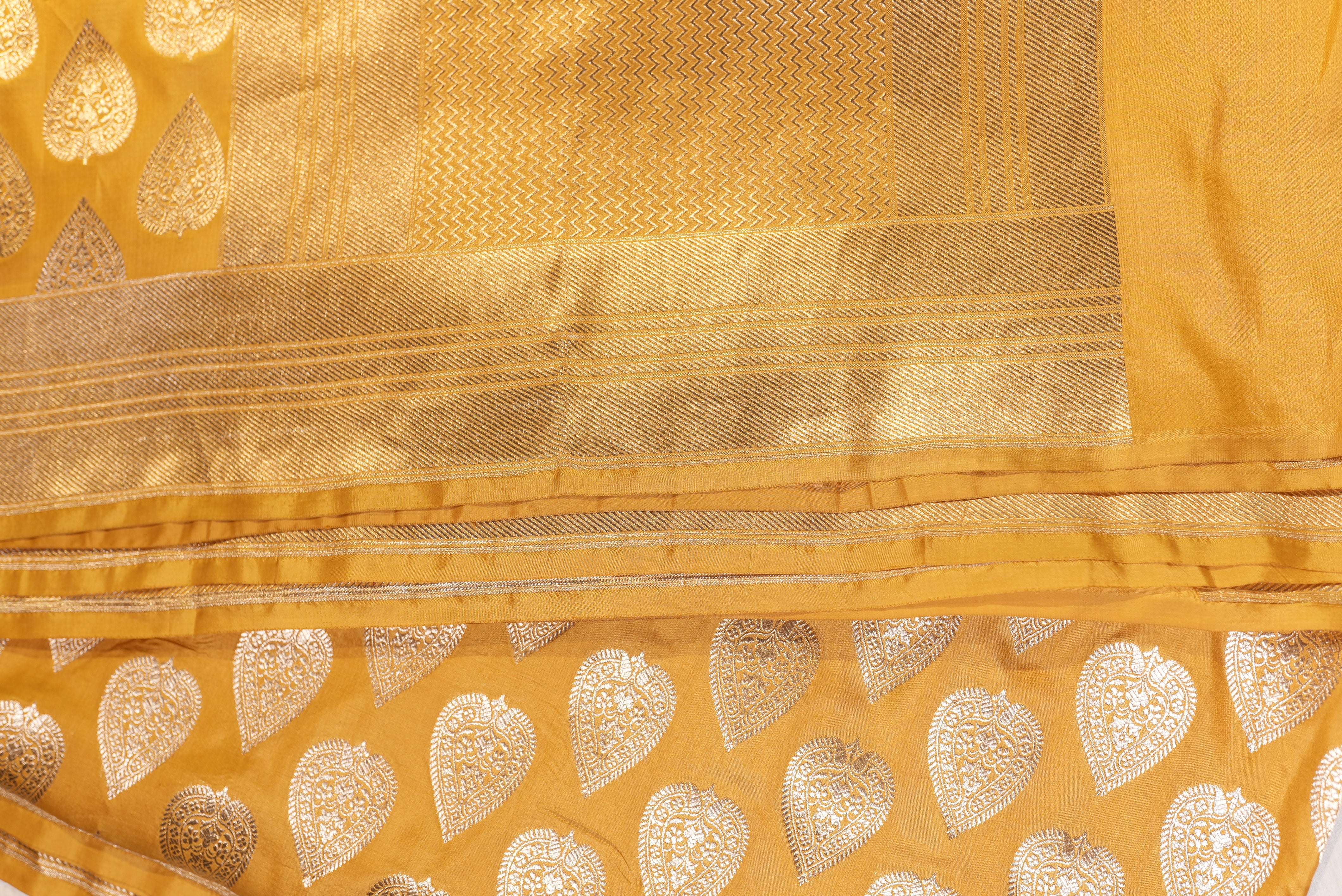 Yellow banarasi saree