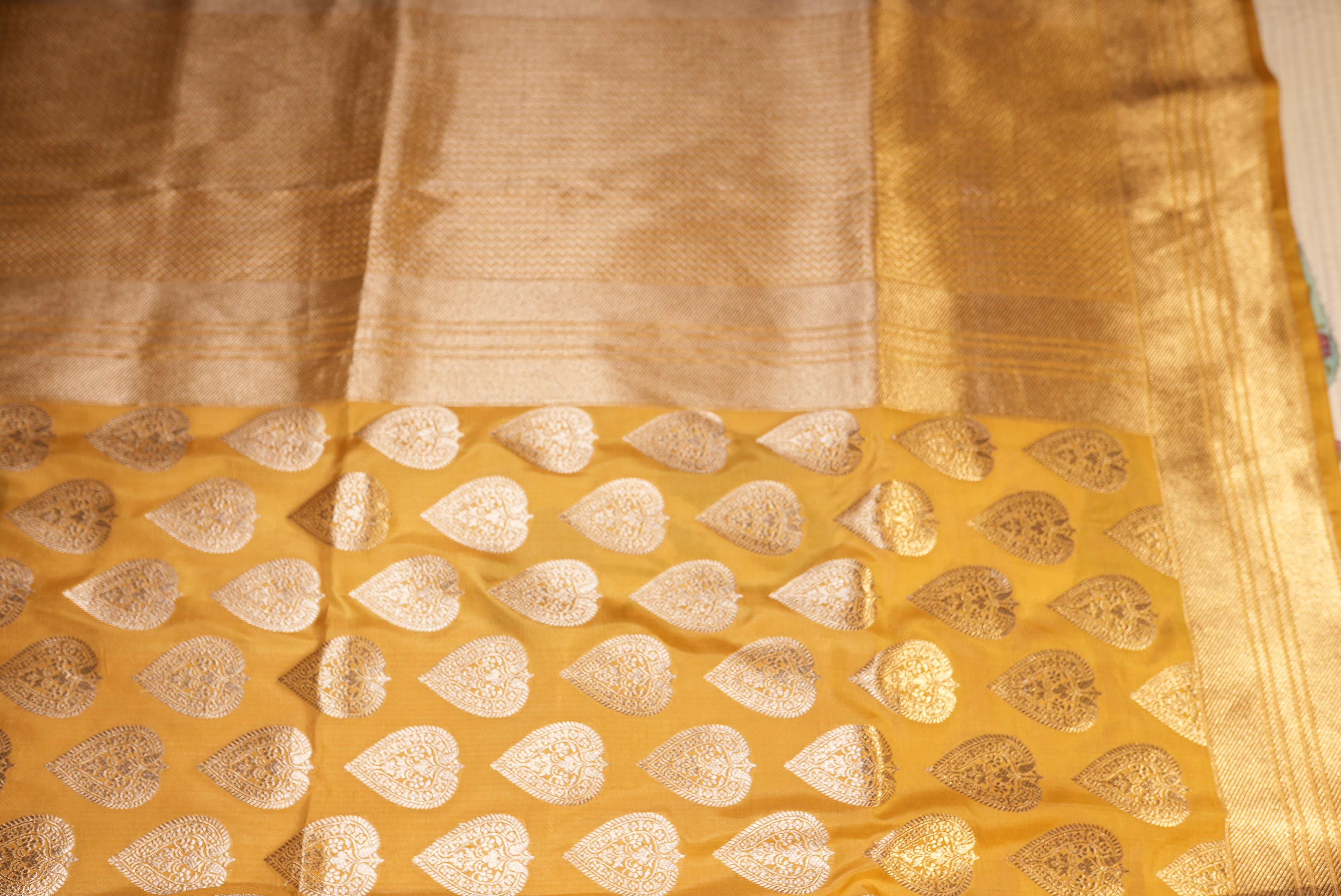 Yellow banarasi saree