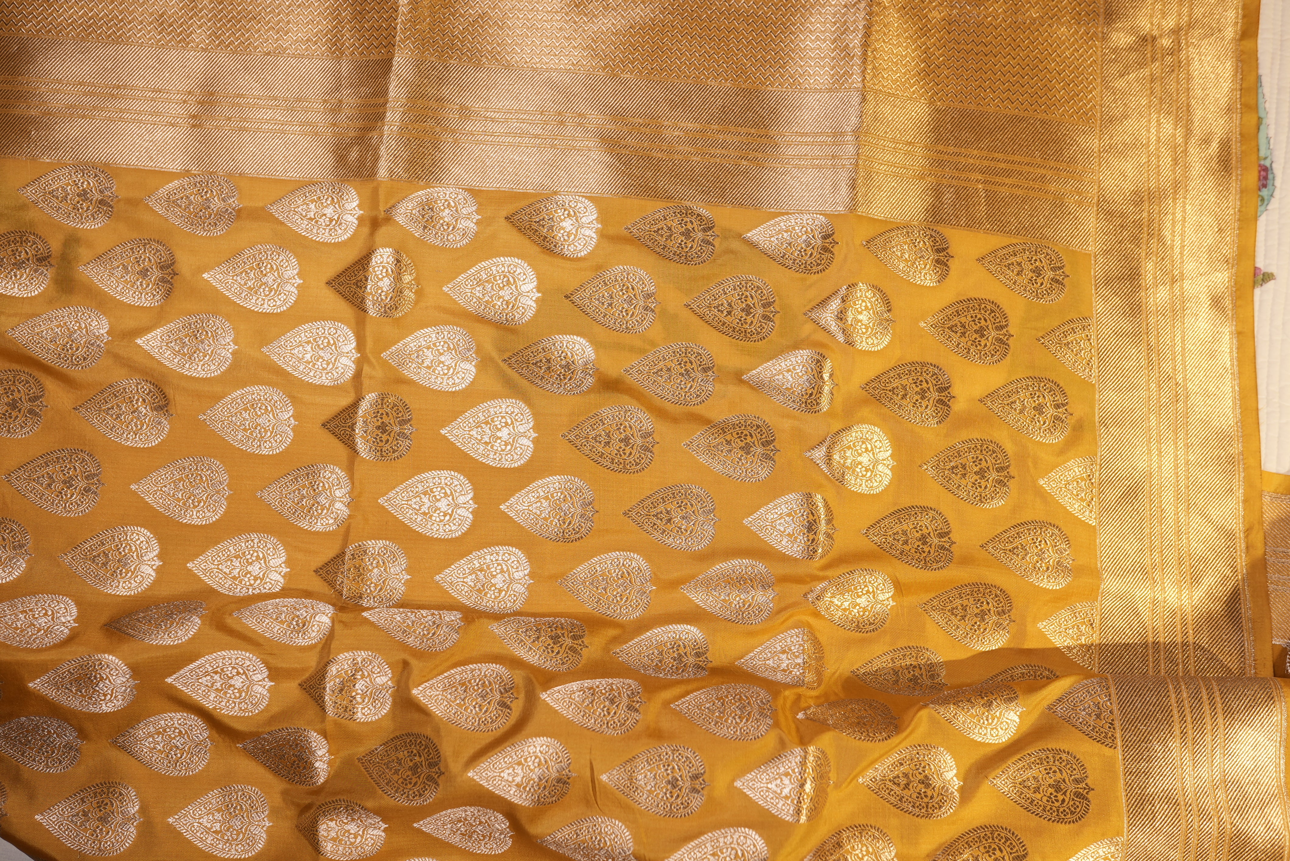 Yellow banarasi saree