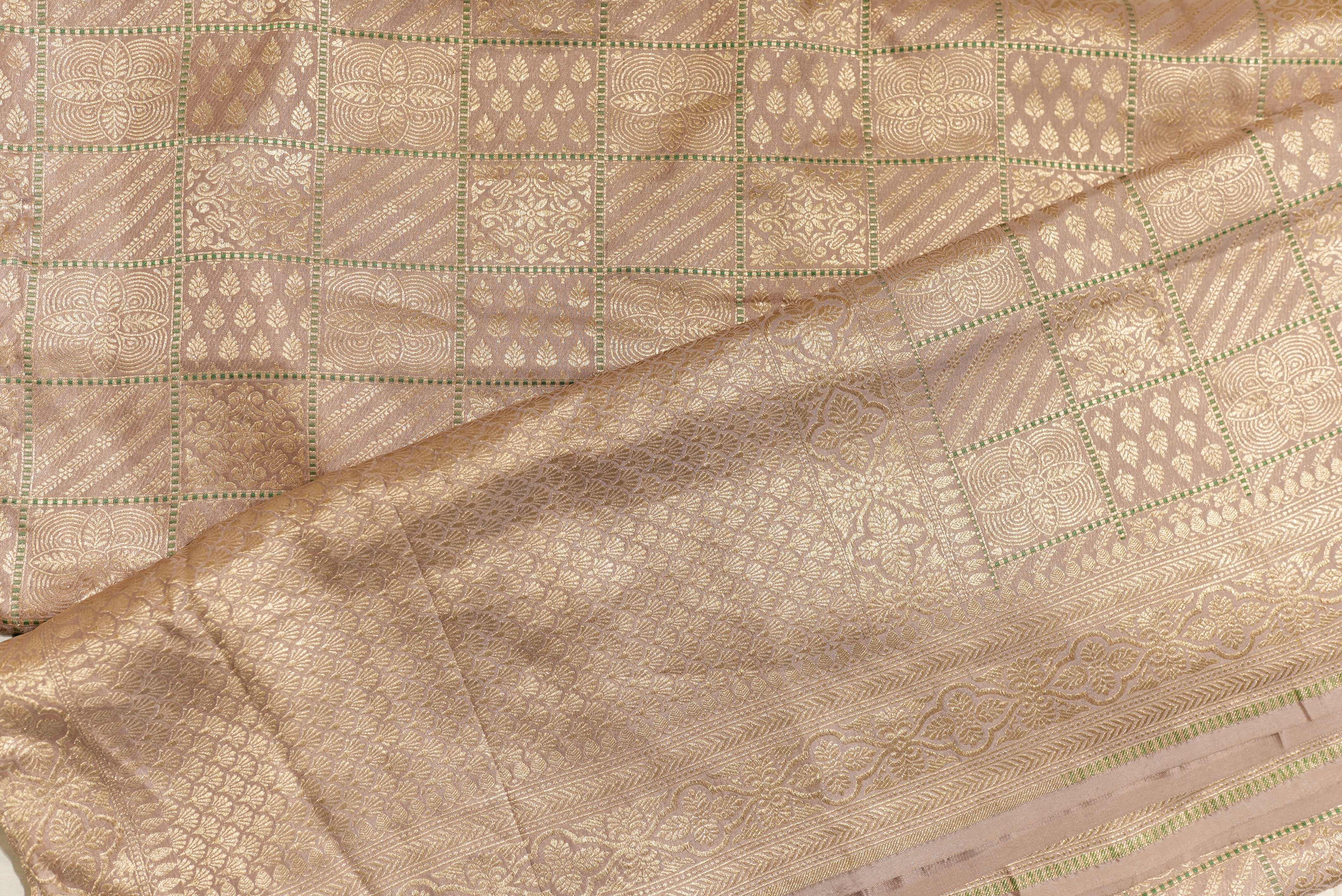 Coral pink banarasi brocade