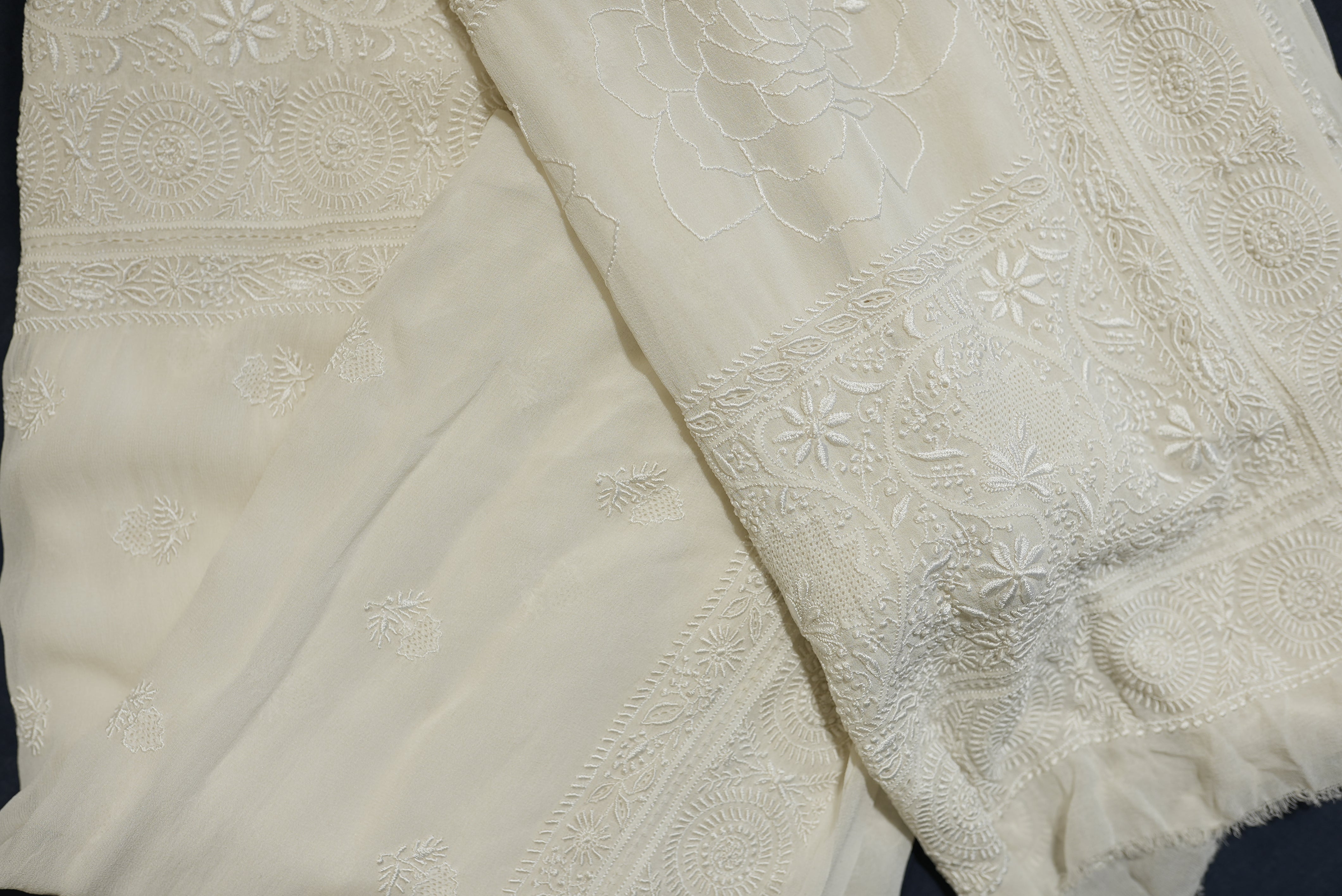 White georgette chikankari