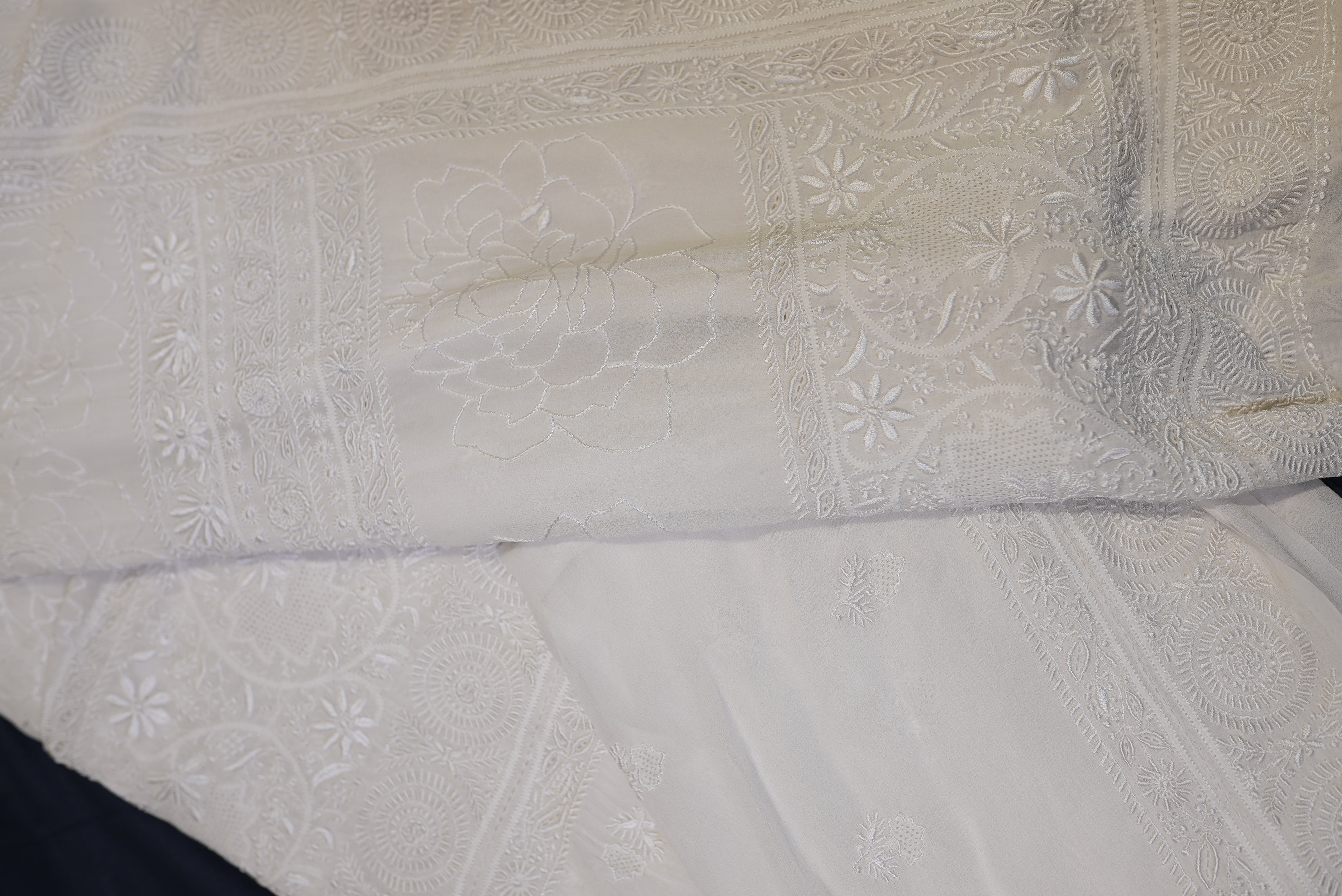 White georgette chikankari