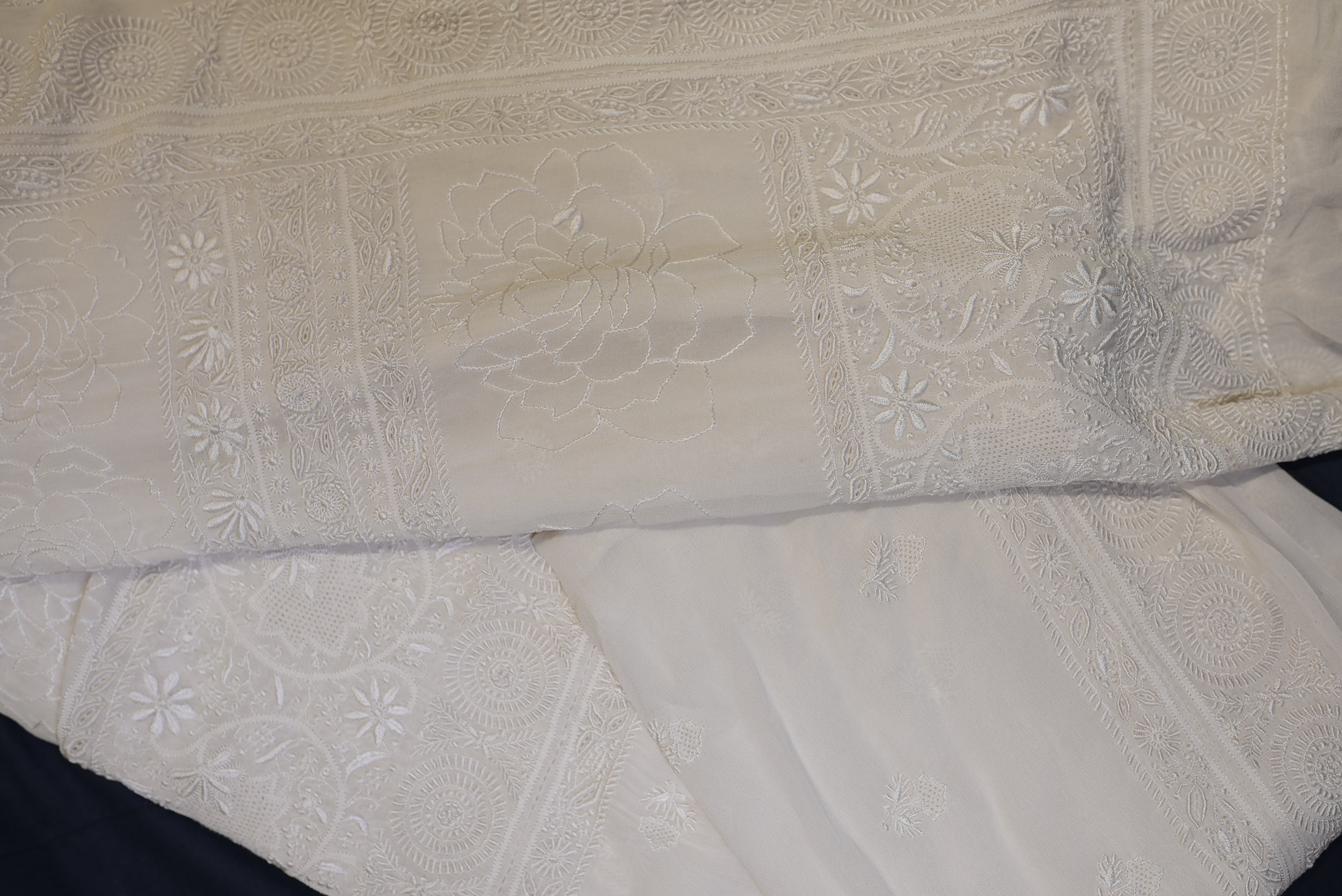White georgette chikankari