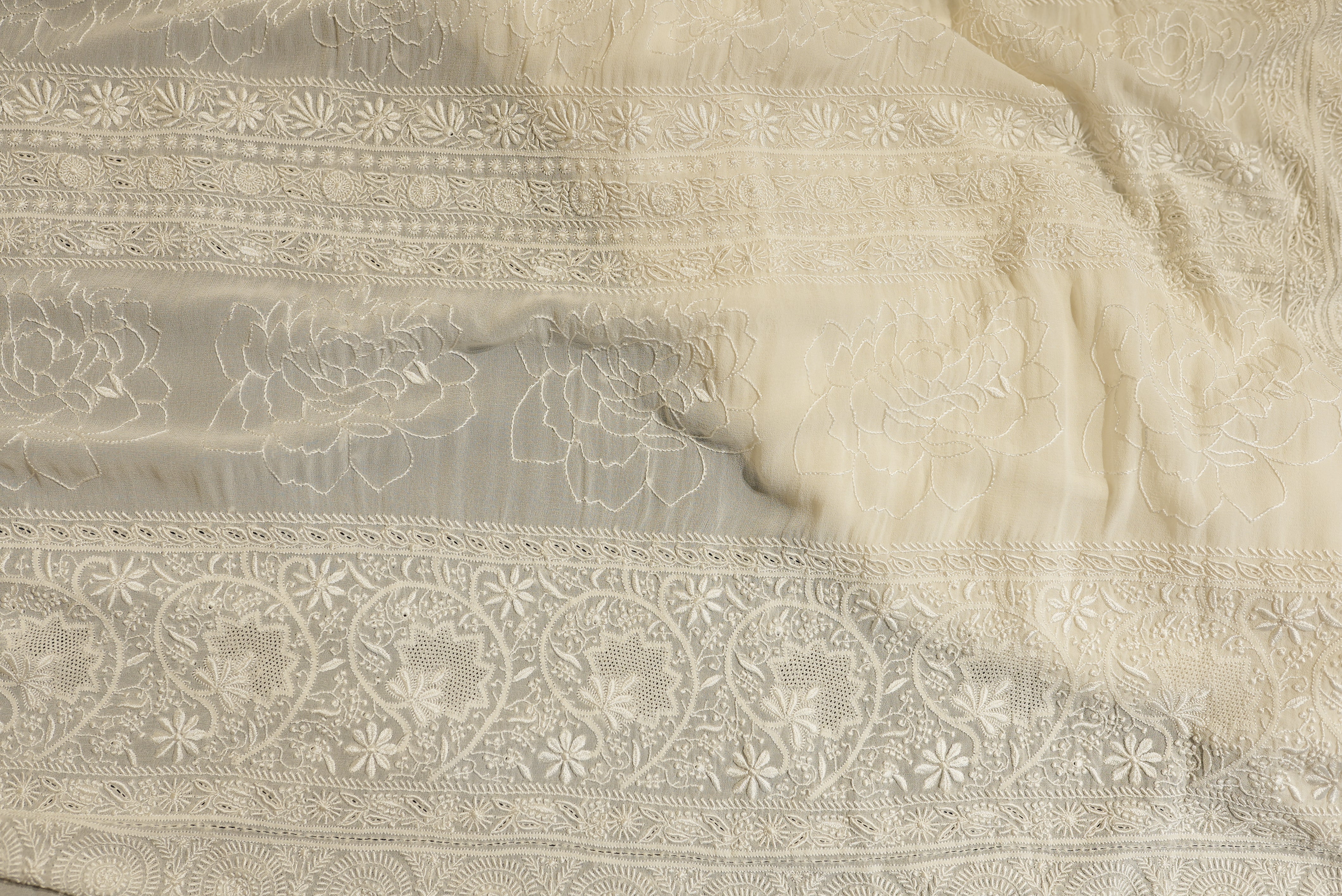 White georgette chikankari