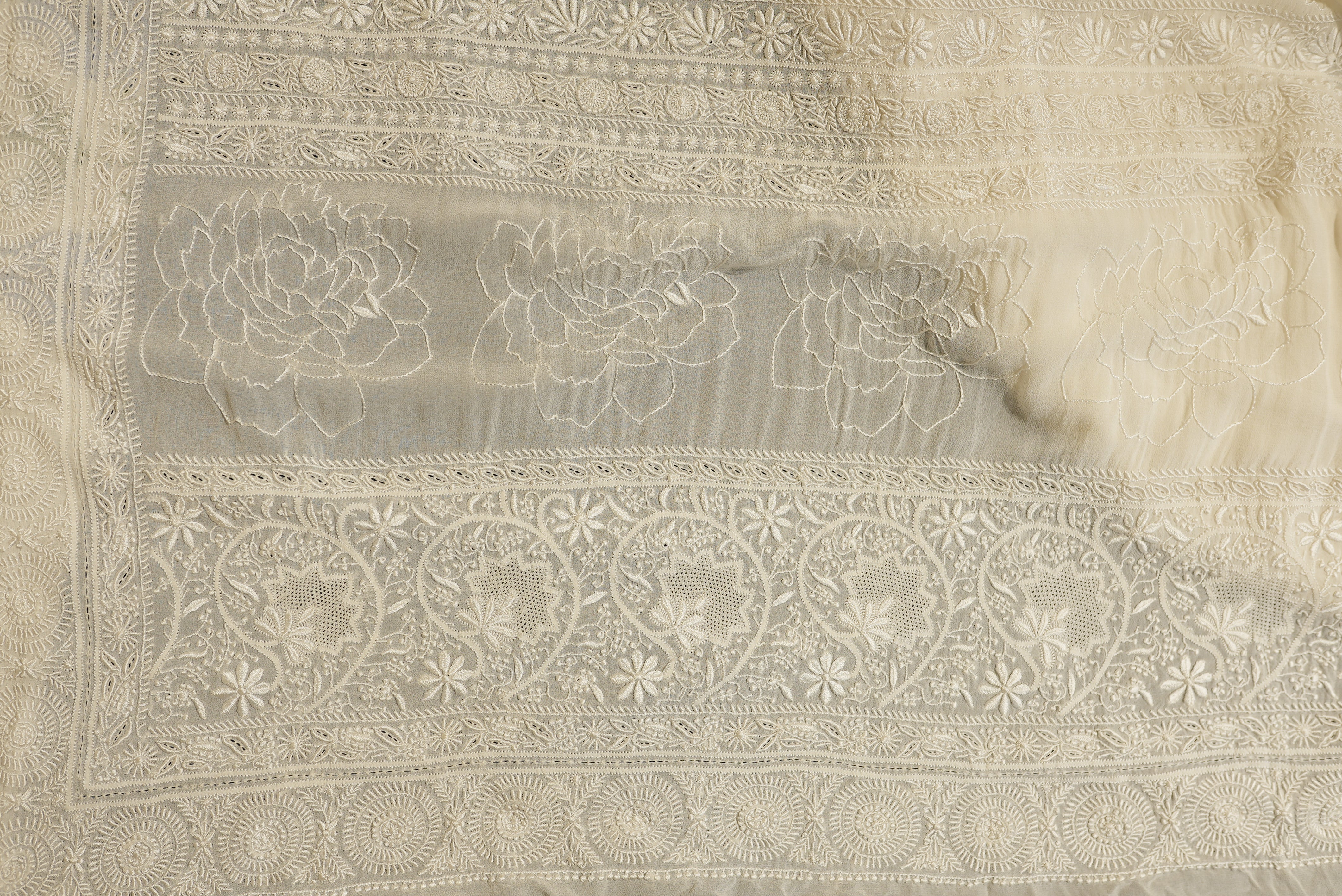 Pure georgette chikankari saree
