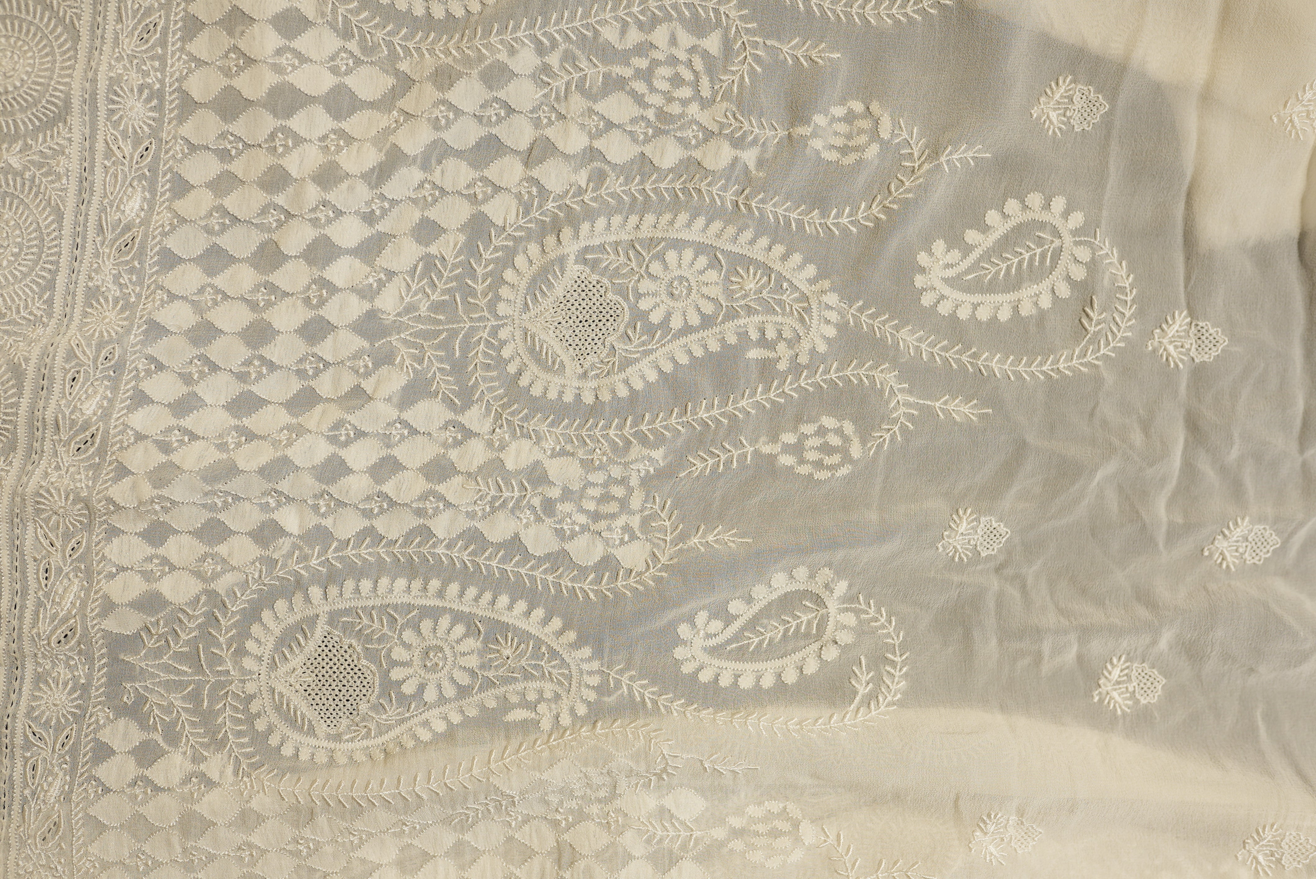 Pure georgette chikankari saree