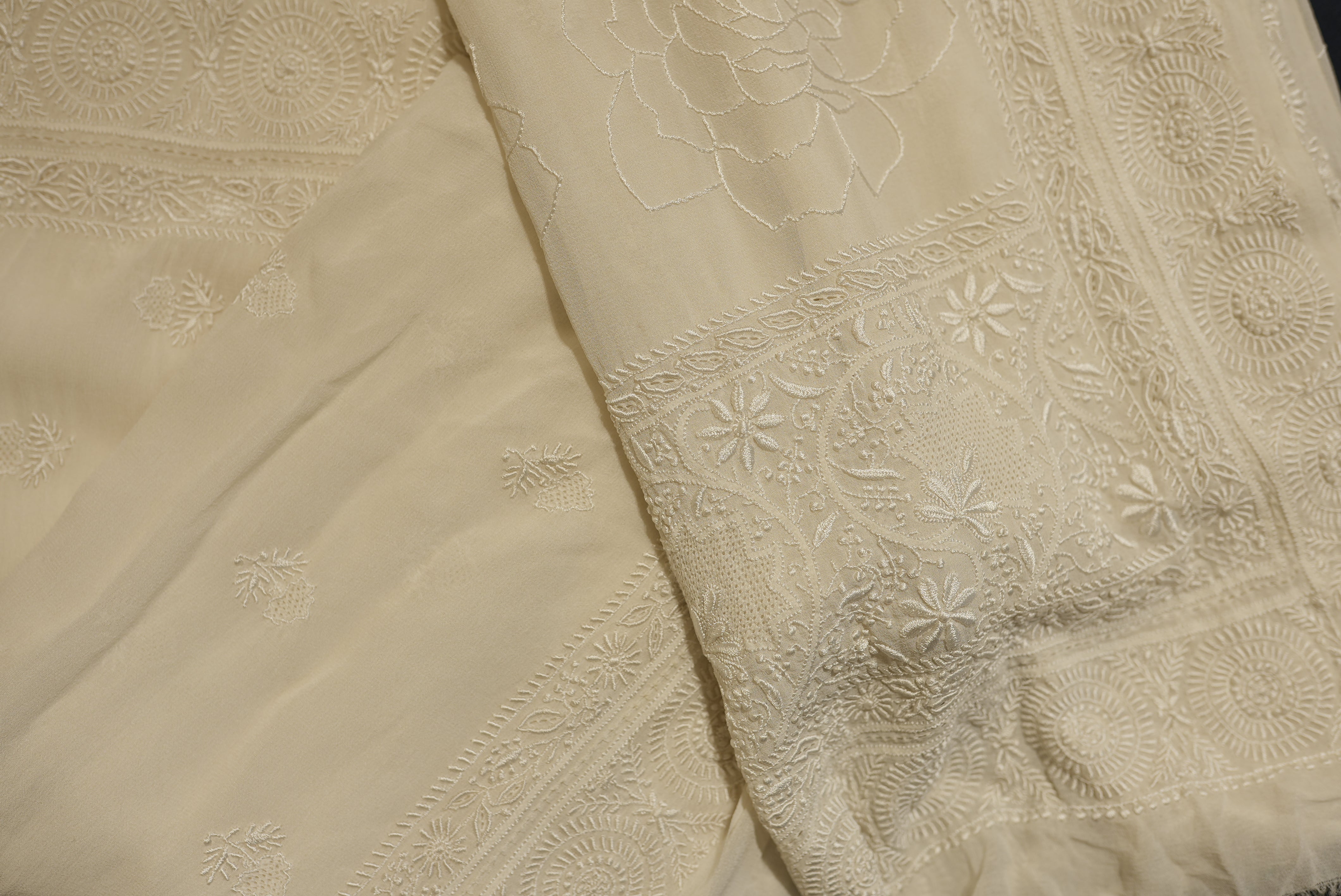 White georgette chikankari