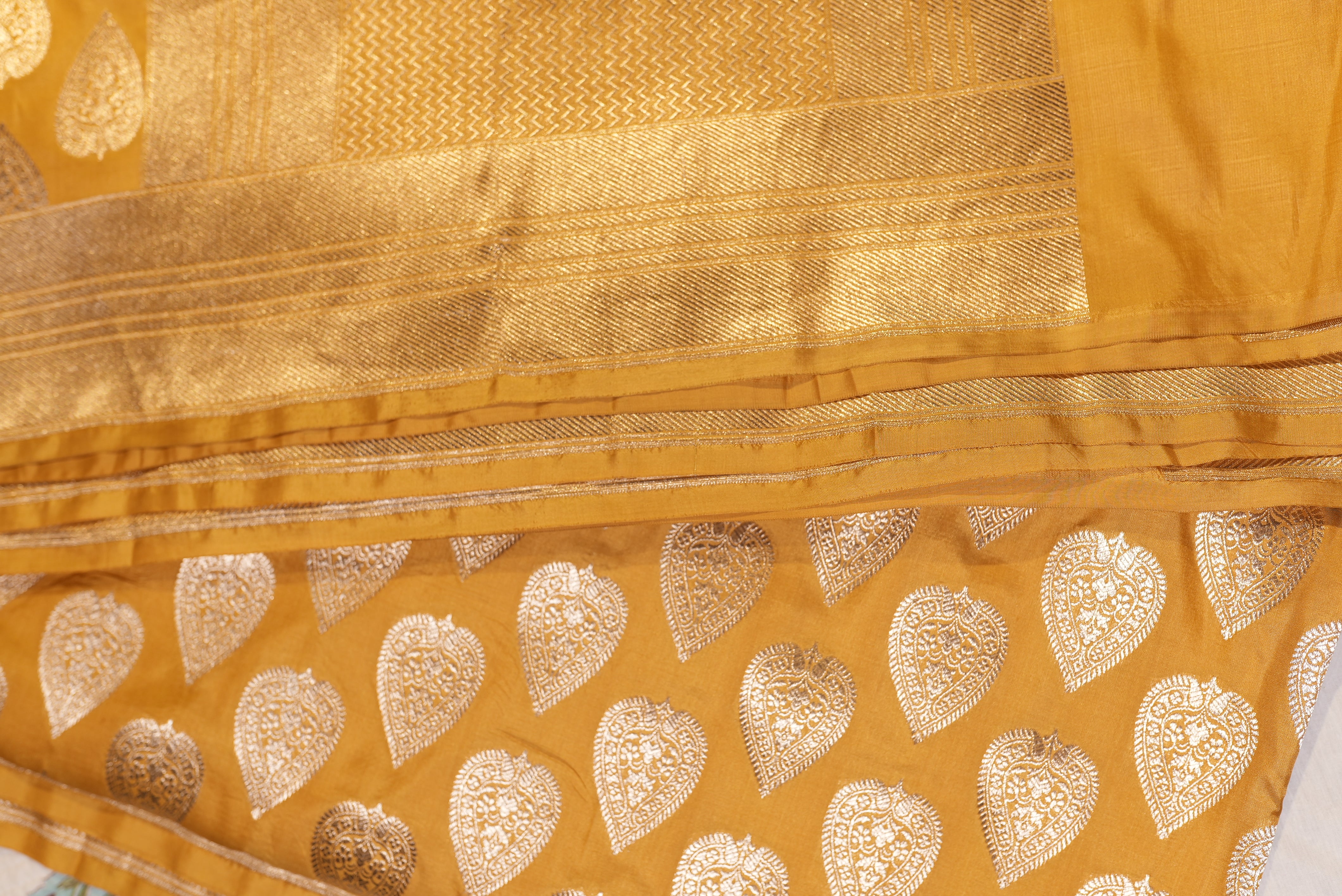 Yellow banarasi saree